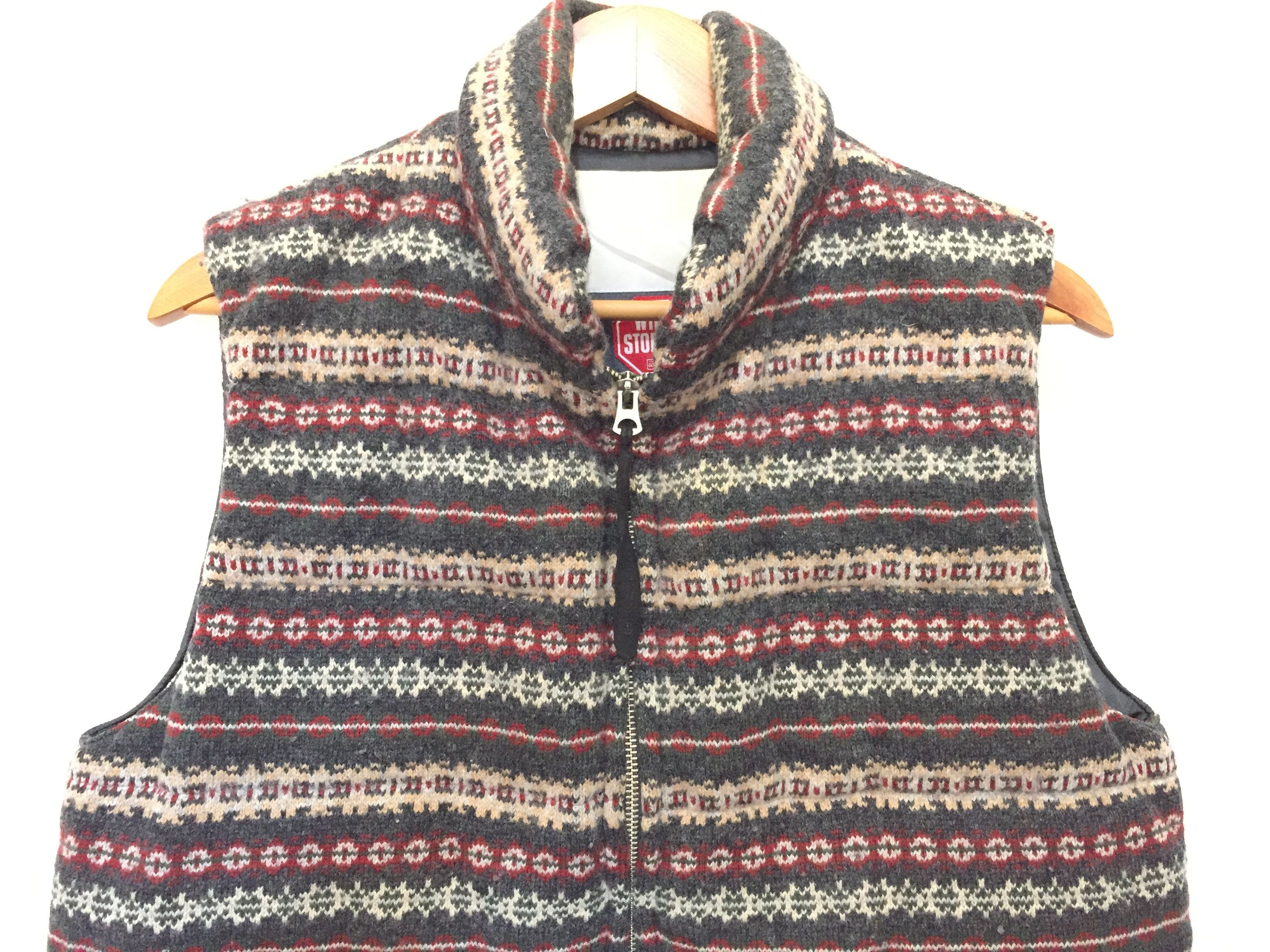 White Mountaineering knit Navajo native Windstopper puffer vest Size US M / EU 48-50 / 2 - 5 Thumbnail