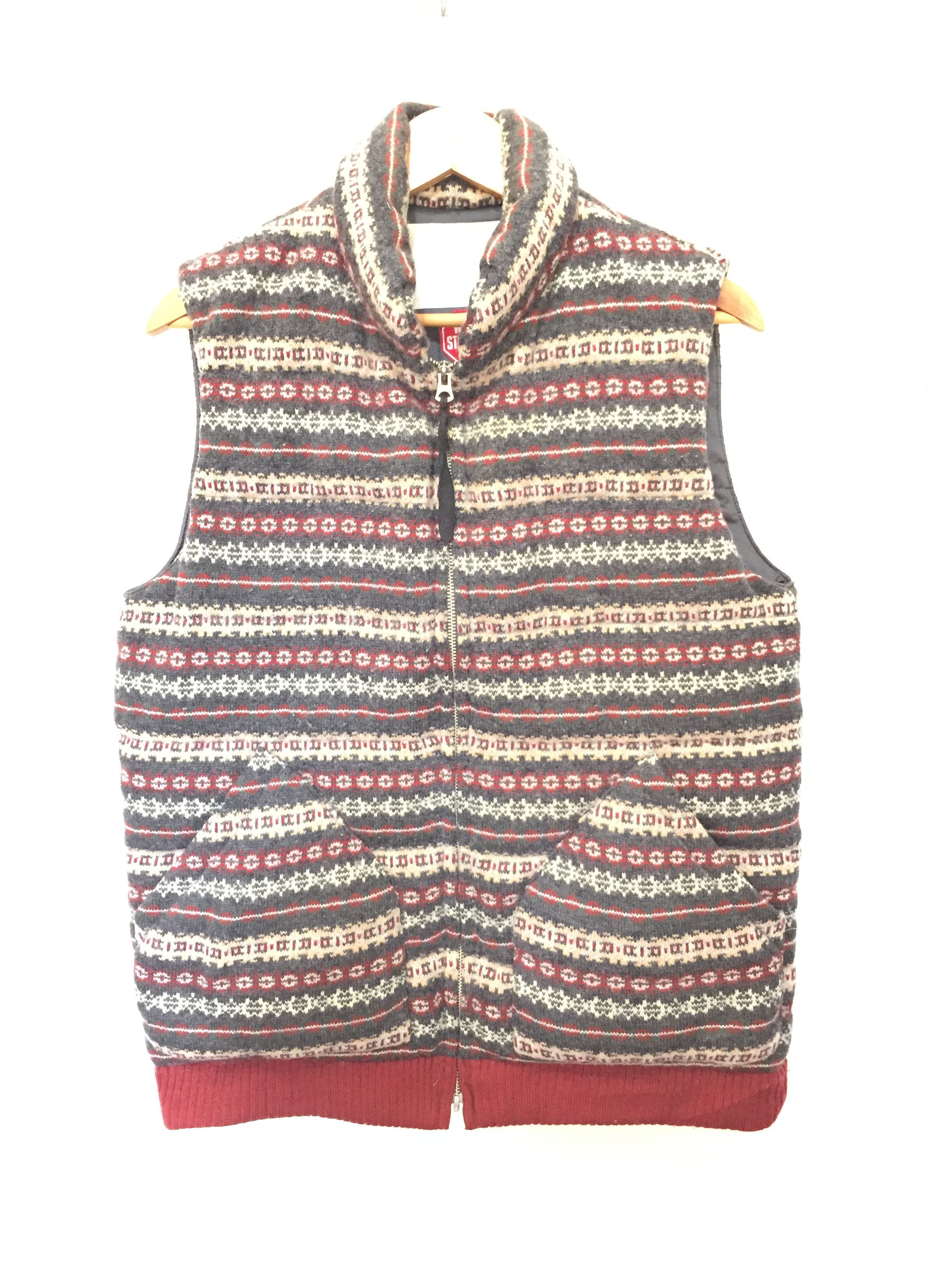 White Mountaineering knit Navajo native Windstopper puffer vest Size US M / EU 48-50 / 2 - 3 Thumbnail