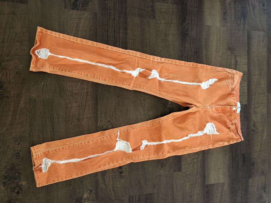 Insane Cult Insane Cult Bone Denim Orange Jeans Skeleton Size