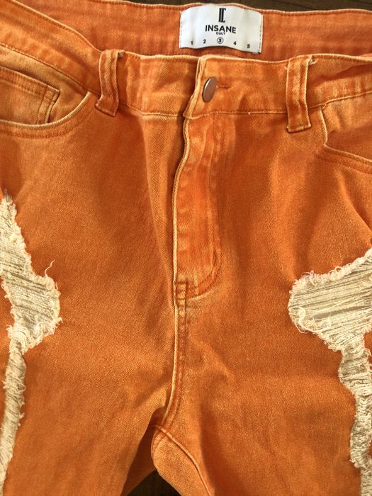 Insane Cult Insane Cult Bone Denim Orange Jeans Skeleton Size