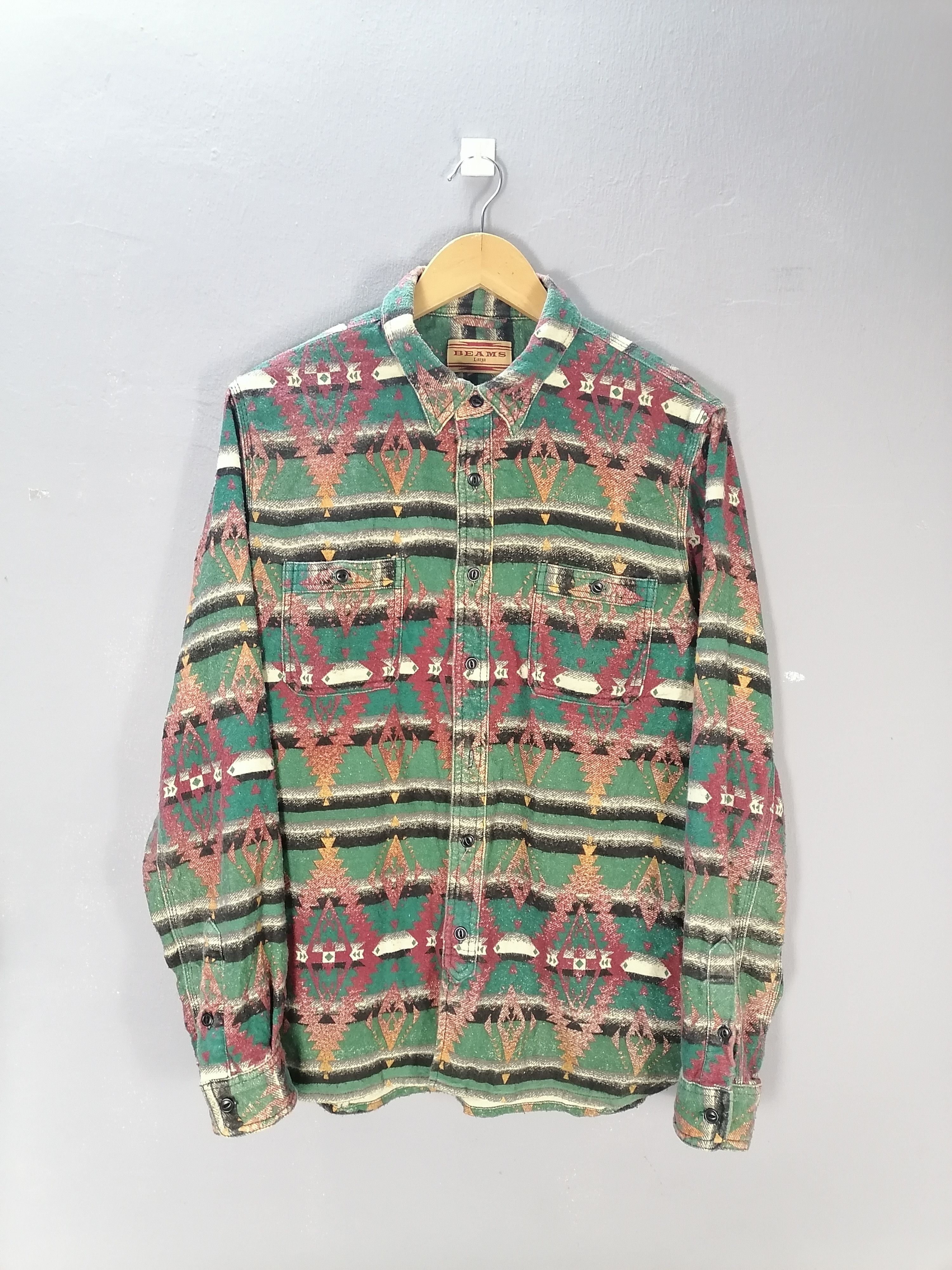 Vintage beams flannel American native navajo button up shirt