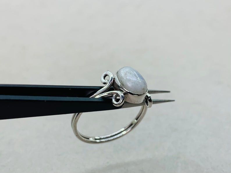 Handmade Oval Moonstone Ring, 925 Silver Ring, Handmade Ring, Size ONE SIZE - 2 Thumbnail