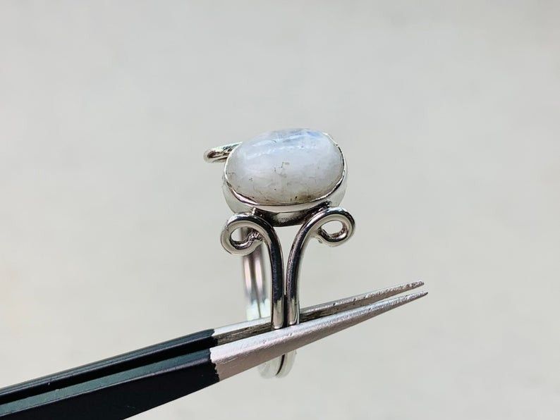 Handmade Oval Moonstone Ring, 925 Silver Ring, Handmade Ring, Size ONE SIZE - 4 Thumbnail