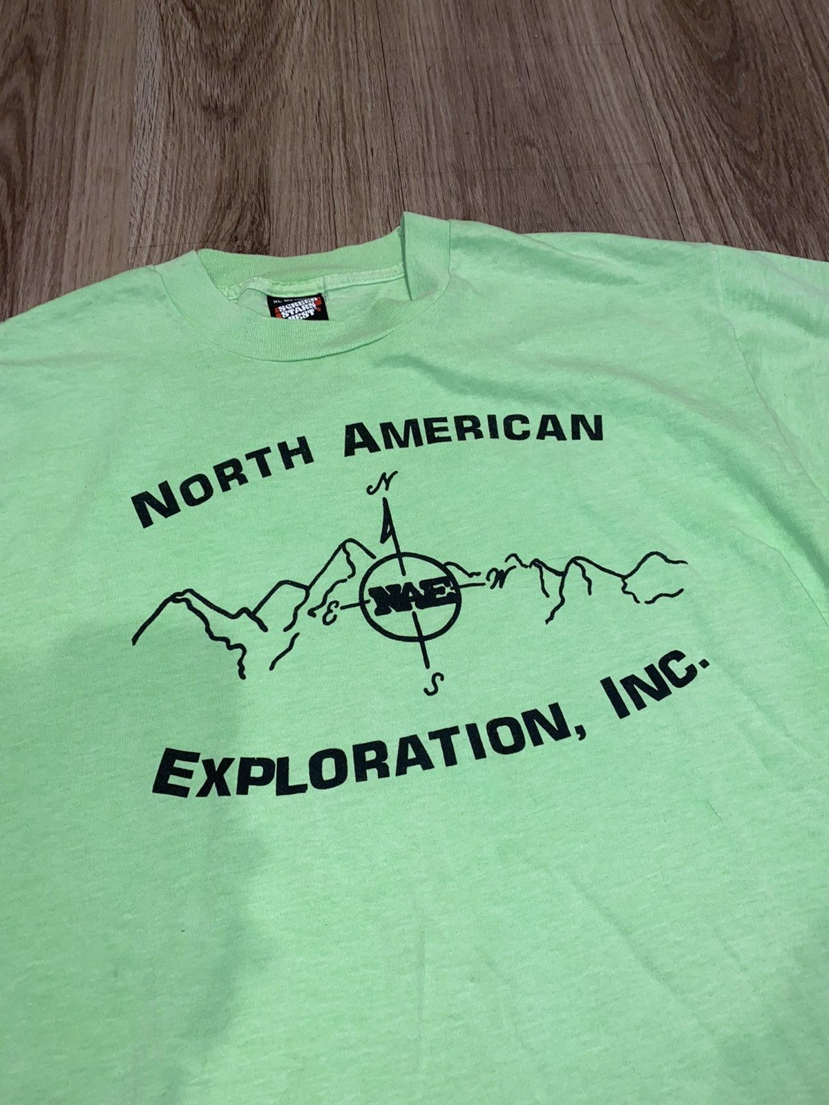 image of Hype x Vintage Single Stitch North American Exploration Tee in Neon, Men's (Size XL)