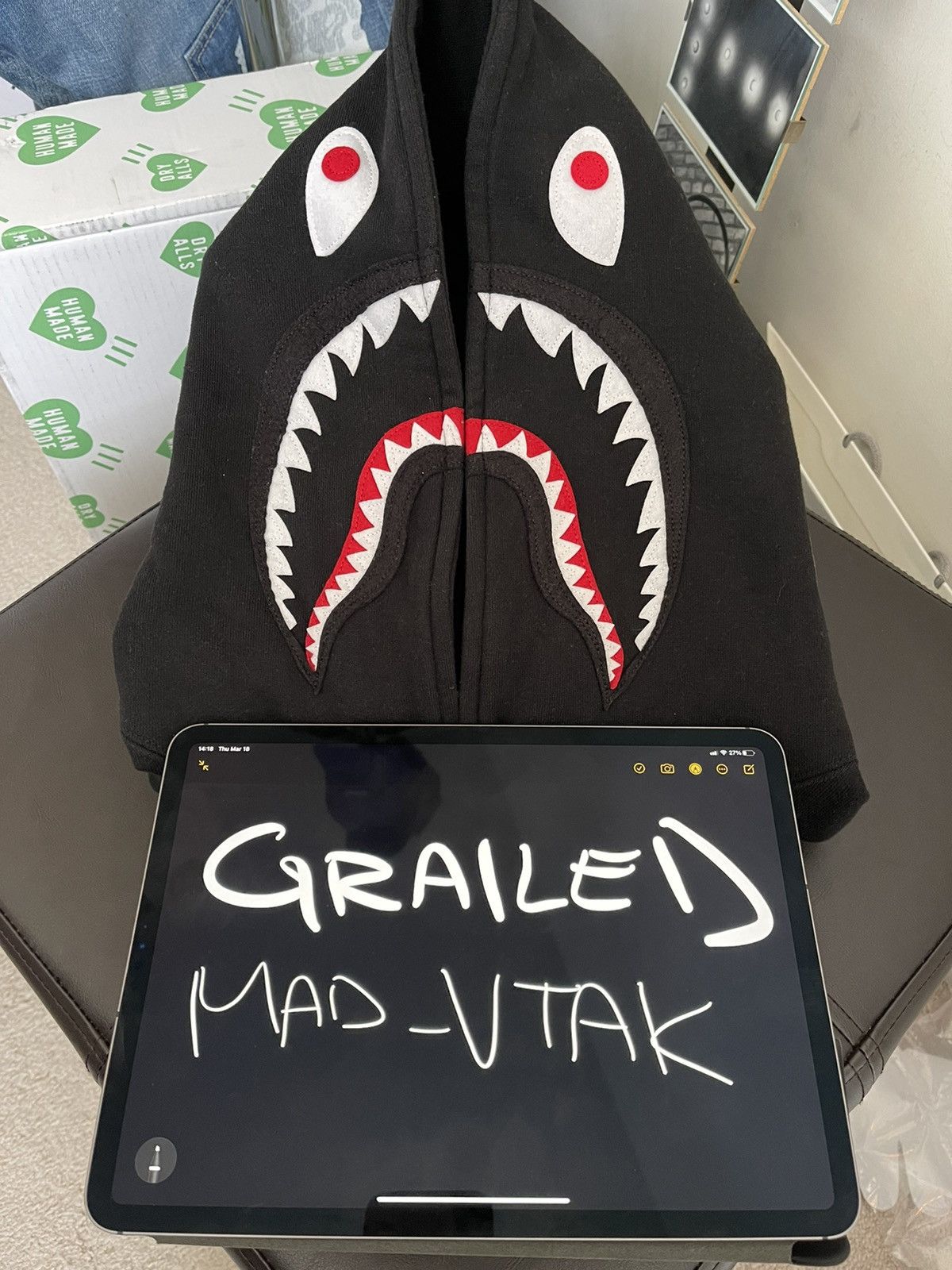 Bape SHARK SIDE ZIP WIDE LONG LENGTH PULLOVER HOODIE | Grailed 