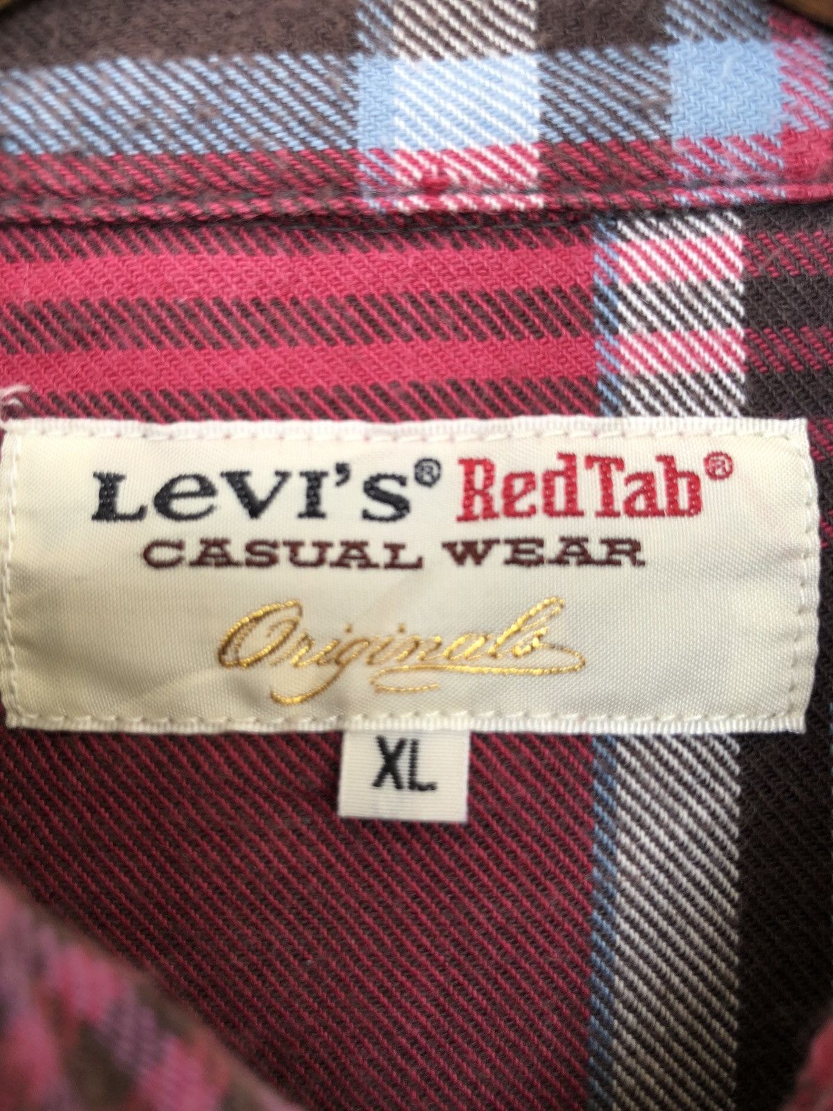 Levi's Vintage Clothing 1990s Levi's Red Plaid Check Western Flannel Shirt Size US L / EU 52-54 / 3 - 6 Thumbnail