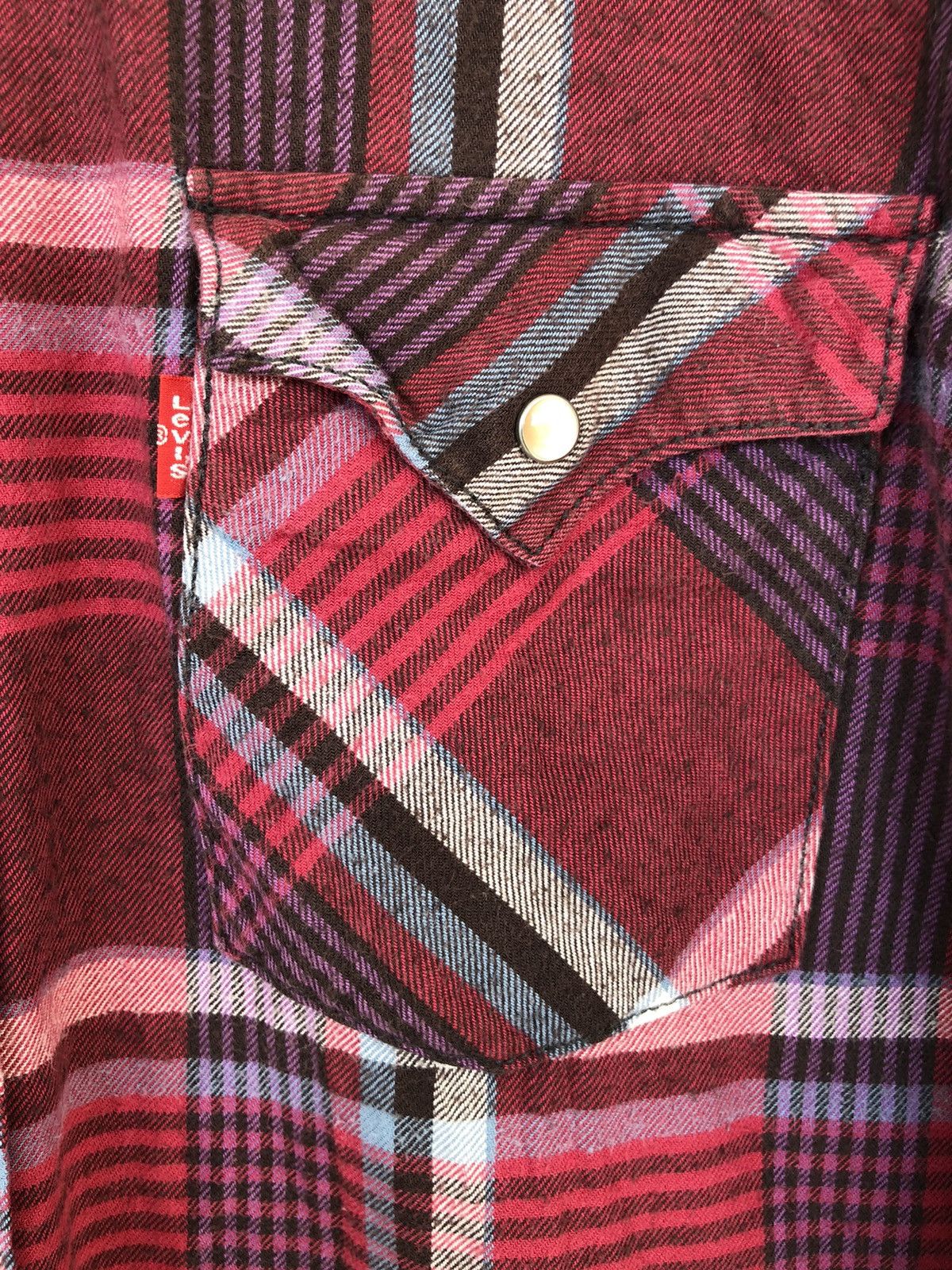 Levi's Vintage Clothing 1990s Levi's Red Plaid Check Western Flannel Shirt Size US L / EU 52-54 / 3 - 3 Thumbnail