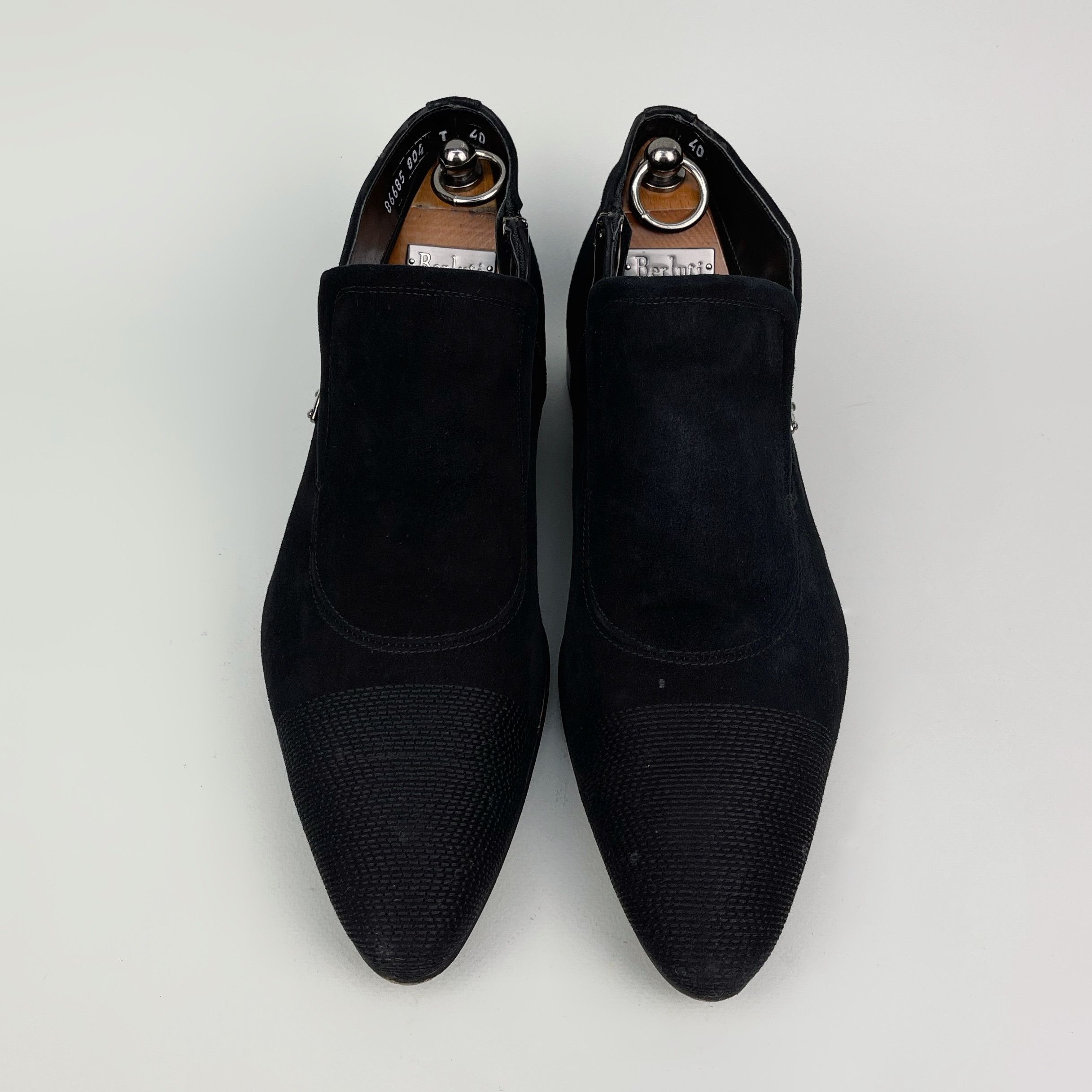 Mario Bruni Embroidered Boots Fall Winter Black Suede Zipped Size US 7 / EU 40 - 3 Thumbnail