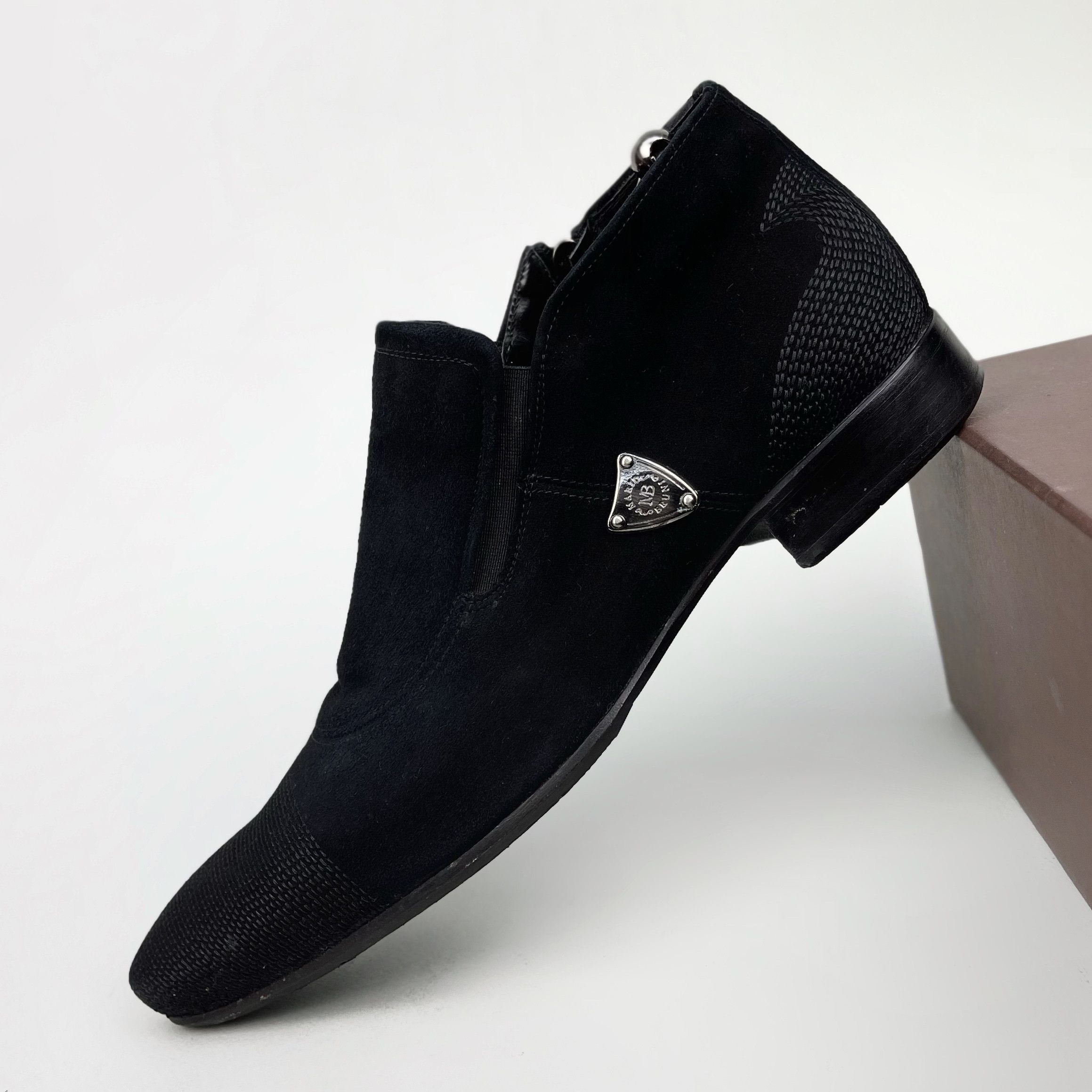 Mario Bruni Embroidered Boots Fall Winter Black Suede Zipped Size US 7 / EU 40 - 7 Thumbnail