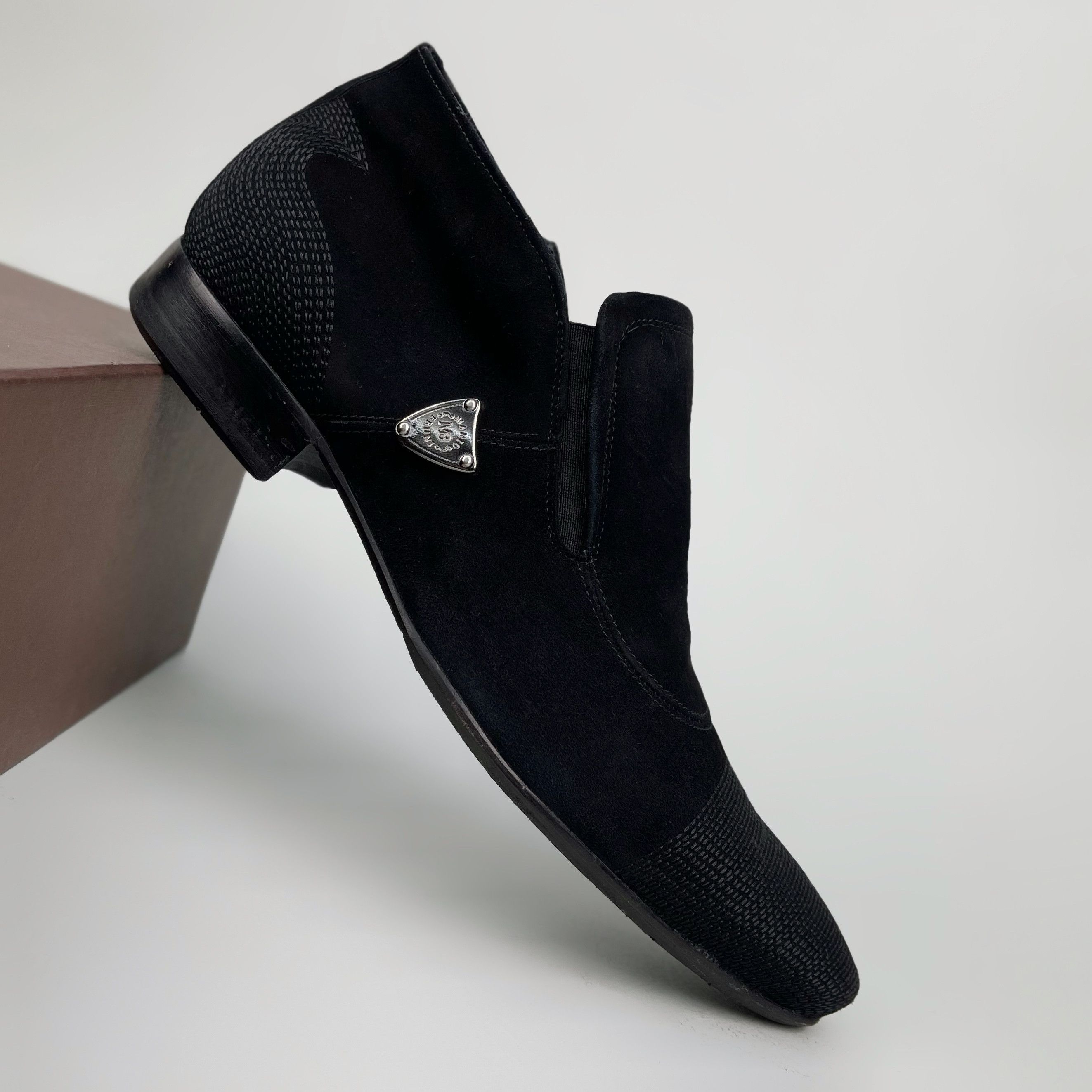 Mario Bruni Embroidered Boots Fall Winter Black Suede Zipped Size US 7 / EU 40 - 6 Thumbnail