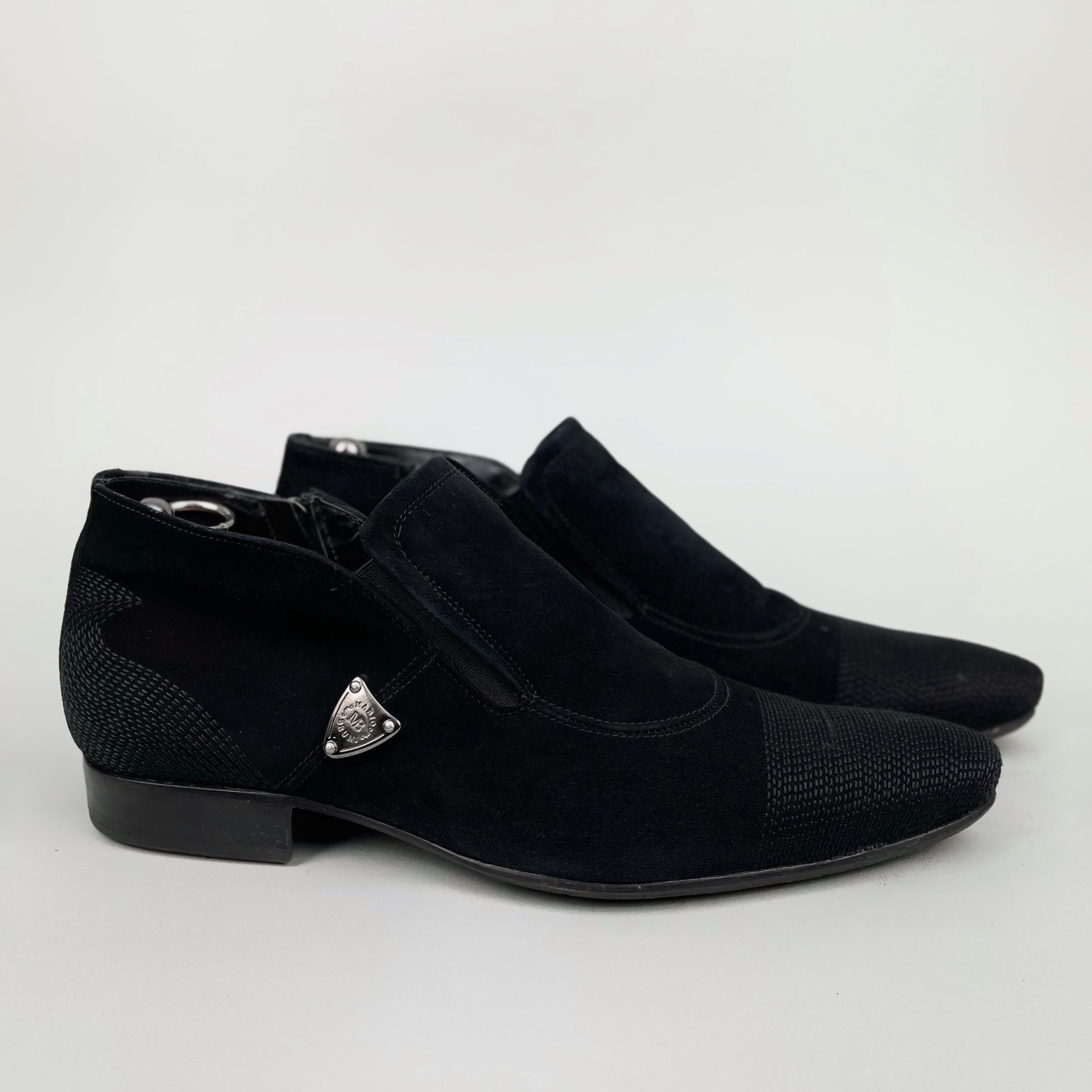 Mario Bruni Embroidered Boots Fall Winter Black Suede Zipped Size US 7 / EU 40 - 4 Thumbnail