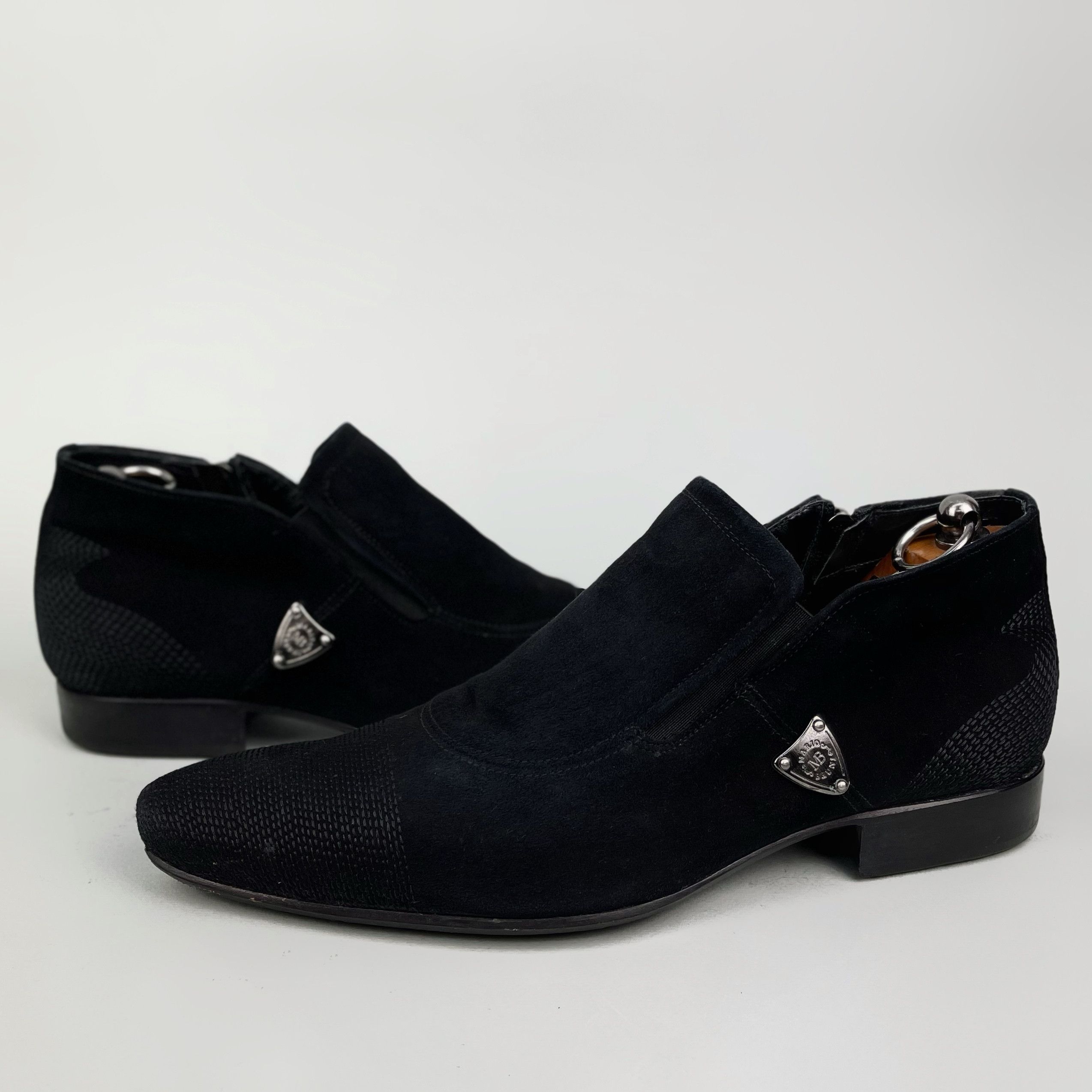 Mario Bruni Embroidered Boots Fall Winter Black Suede Zipped Size US 7 / EU 40 - 2 Thumbnail