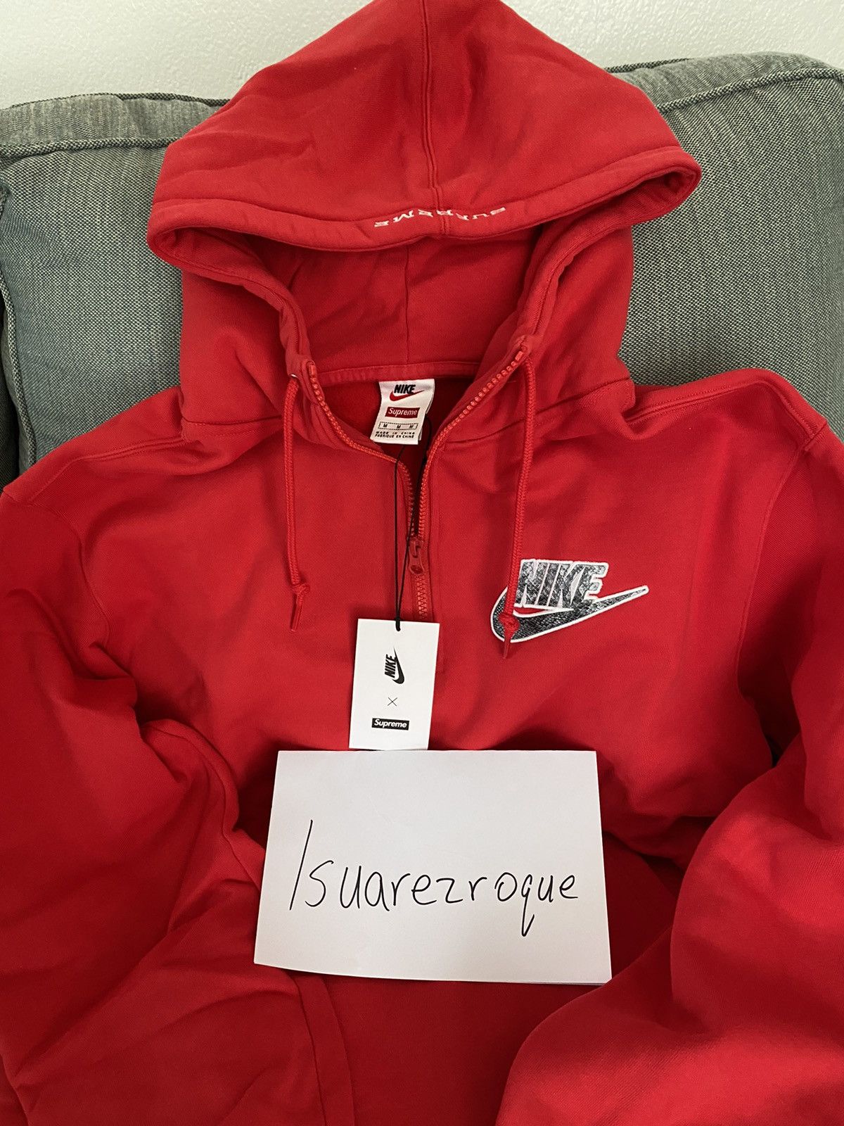 Supreme Supreme Nike Half Zip Hooded Sweatshirt Red size M | Grailed