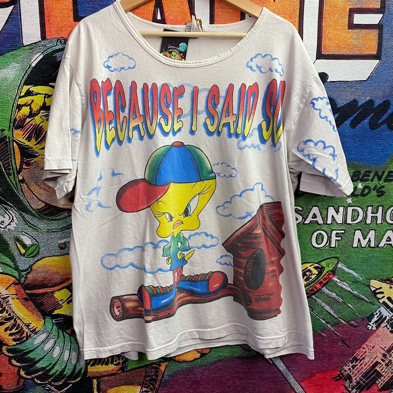 Vintage 90s Looney Tunes Street Tee Shirt size XL Short Sleeve T  