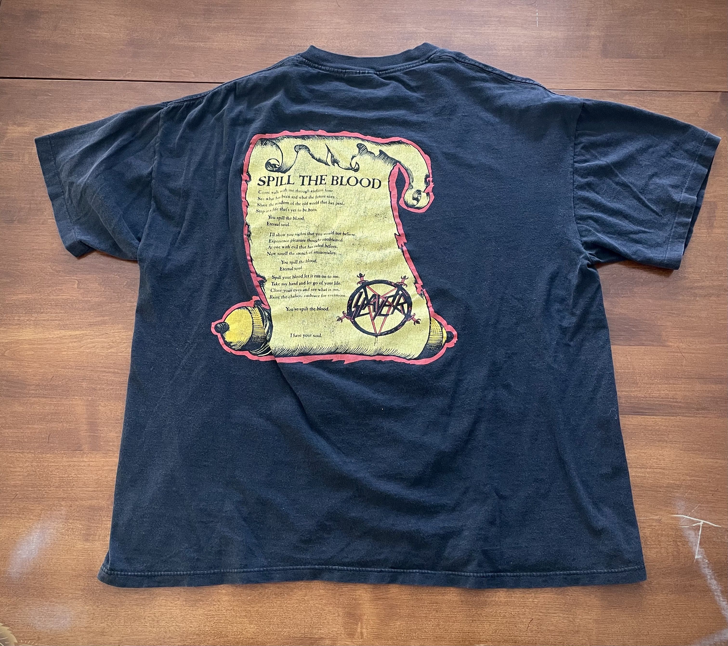 90s SLAYER ツアーTシャツ SPILL THE BLOOD Slayer 1990 Spill The Blood Vintage T Shirt Song Lyrics 90's