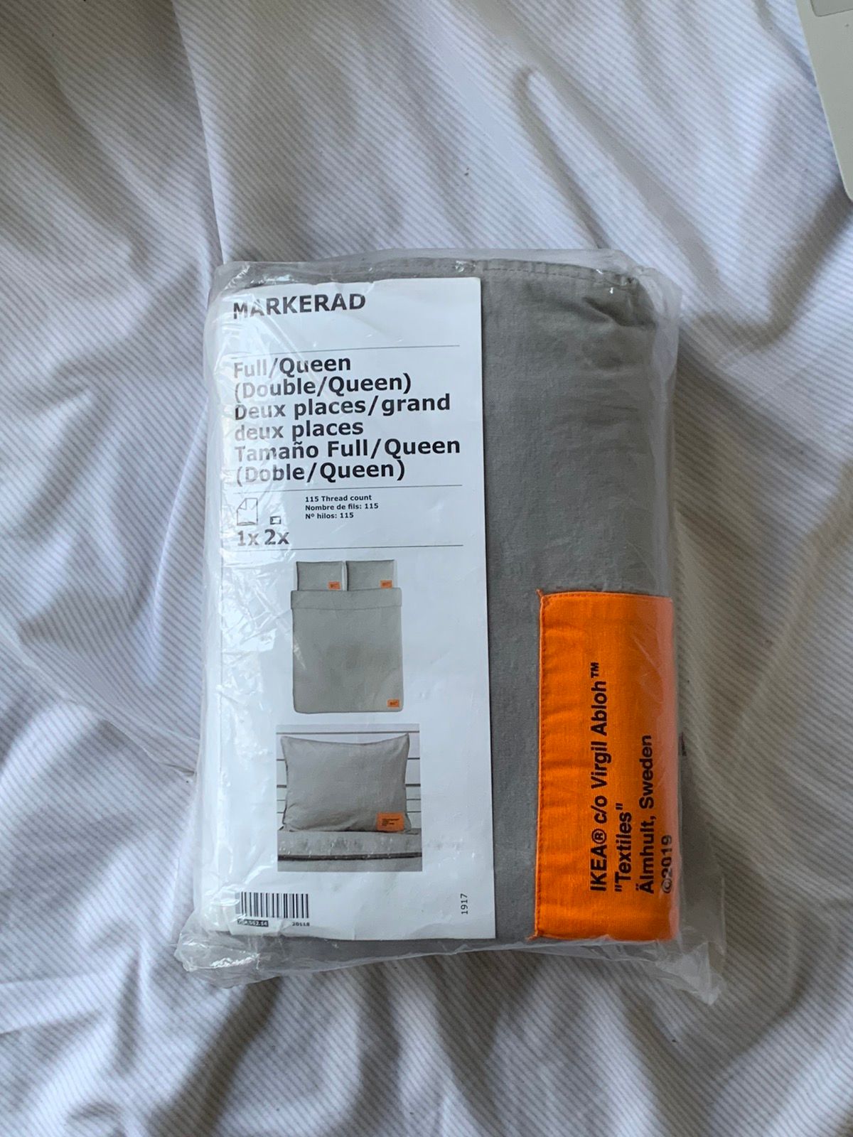 IKEA Virgil Abloh Markerad Full/Queen Bed Duvet Cover And 2 Pillow Cases
