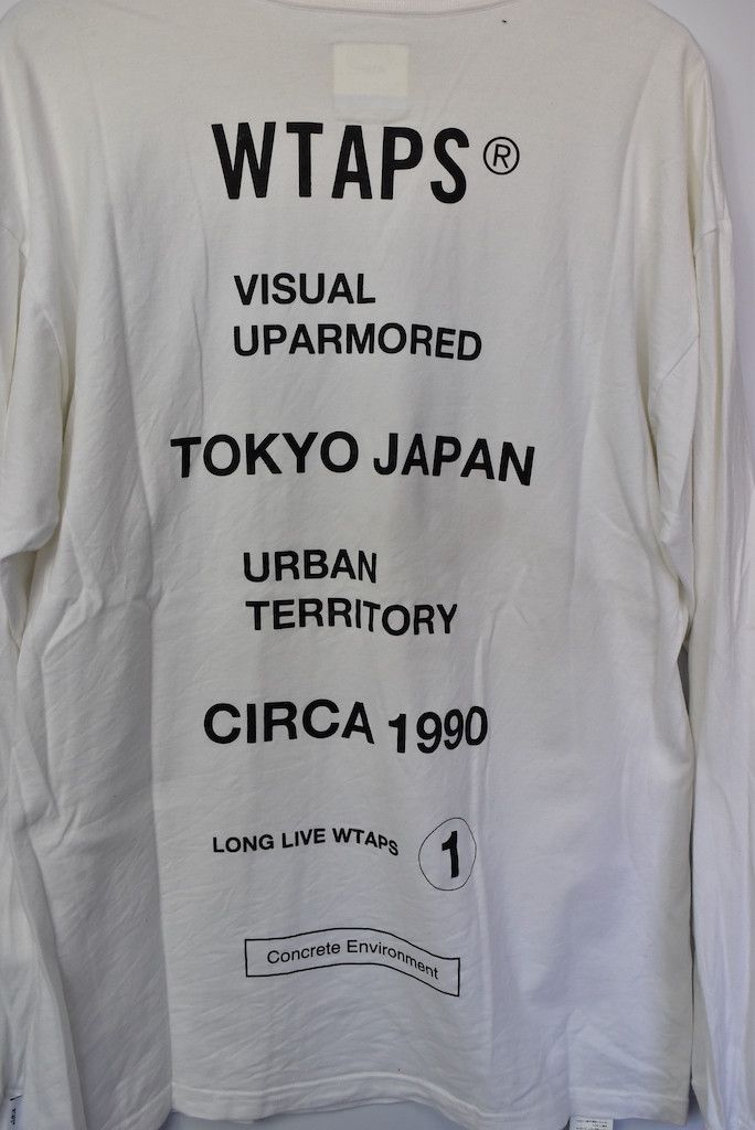 WTAPS Men's Long Sleeve Visual Uparmored T-Shirt in White WTAPS