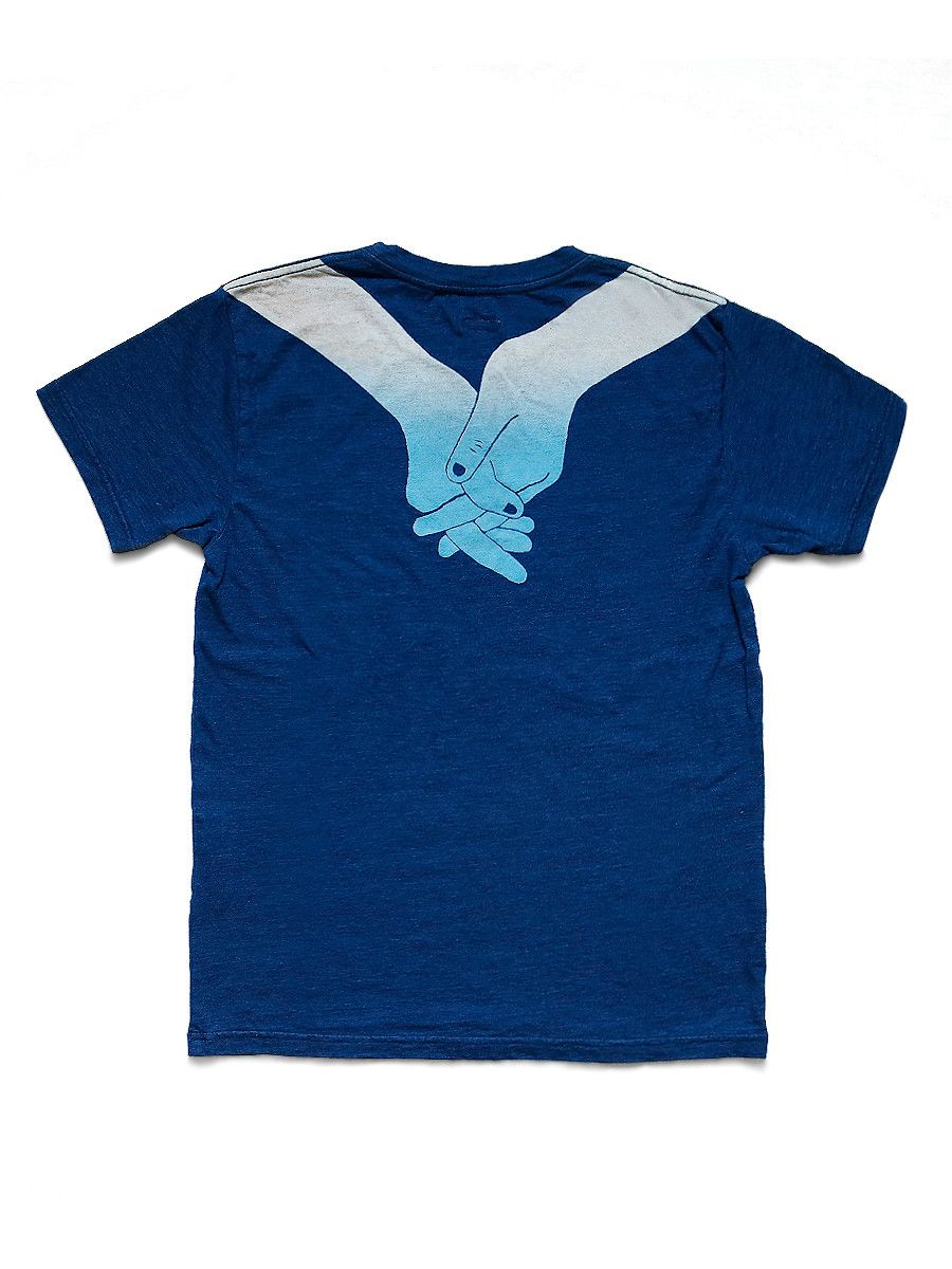 Kapital Blue Hands Indigo Discharge Dye T-Shirt