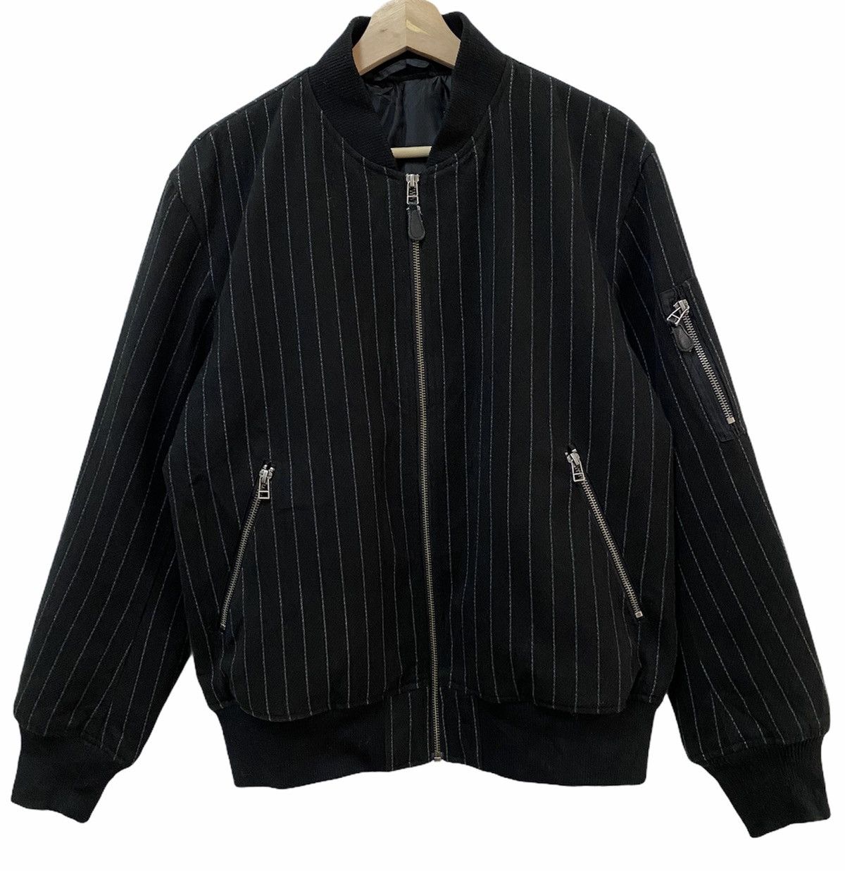 GU ARCHIVE🔥GU Ma+ Stripes Wool Bomber Jacket Size US M / EU 48-50 / 2 - 1 Thumbnail
