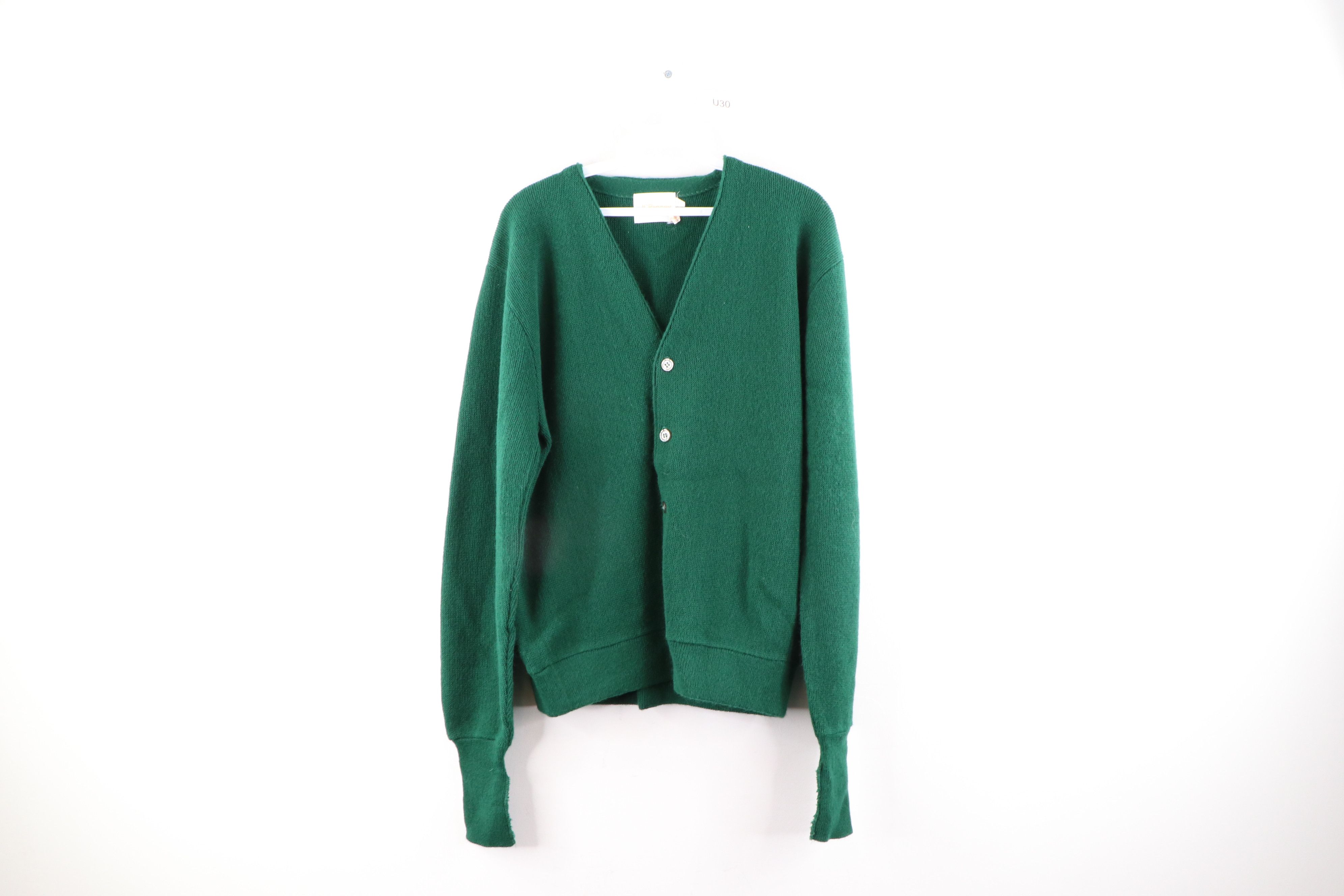 Vintage Vintage 70s Rockabilly Knit Cardigan Sweater Green Dapper Size US M / EU 48-50 / 2 - 1 Thumbnail