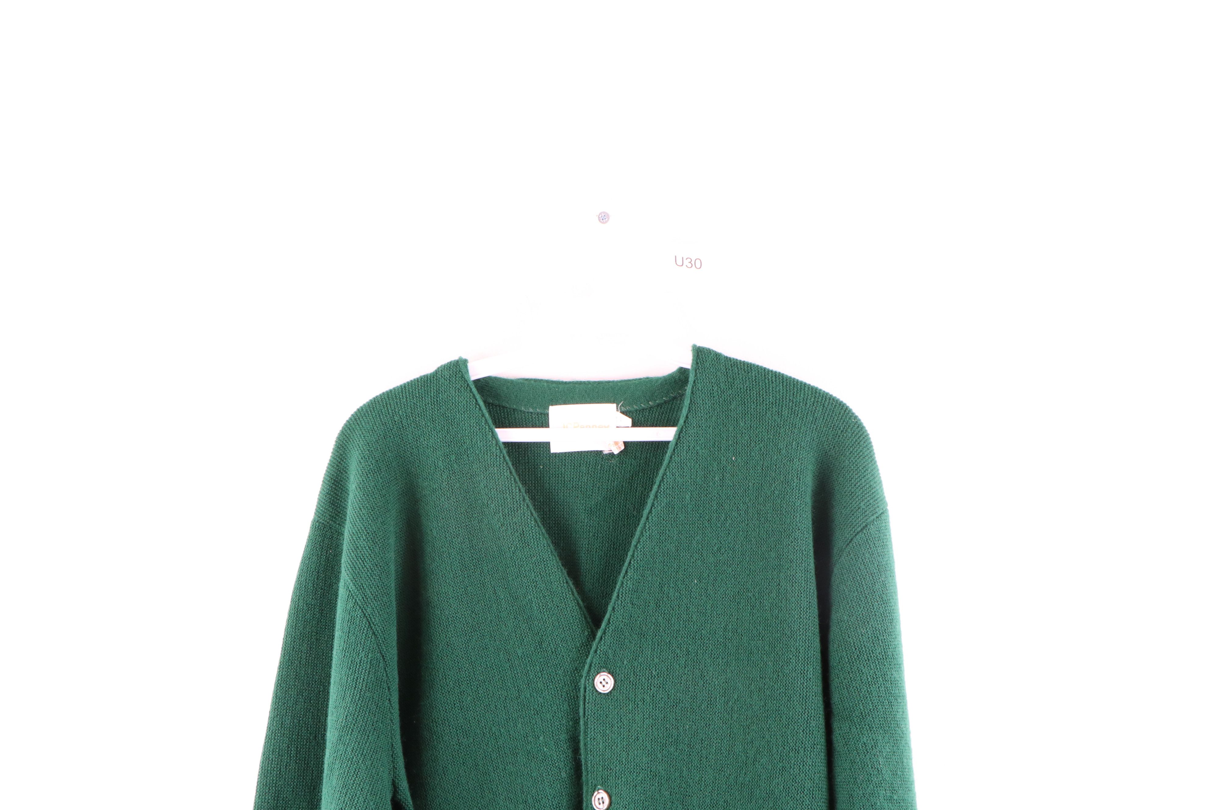Vintage Vintage 70s Rockabilly Knit Cardigan Sweater Green Dapper Size US M / EU 48-50 / 2 - 2 Thumbnail