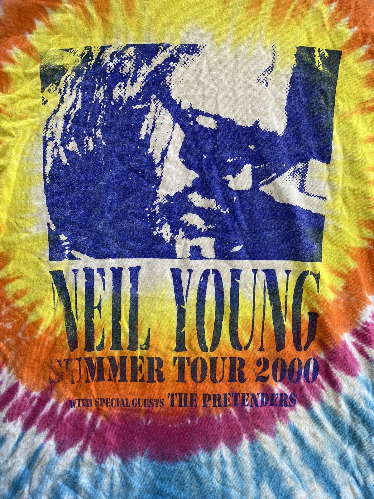 Band Tees × Nirvana × Vintage Vintage Neil Young Special Guess The Pretender Tie Dye Tee Size US XL / EU 56 / 4 - 8 Thumbnail