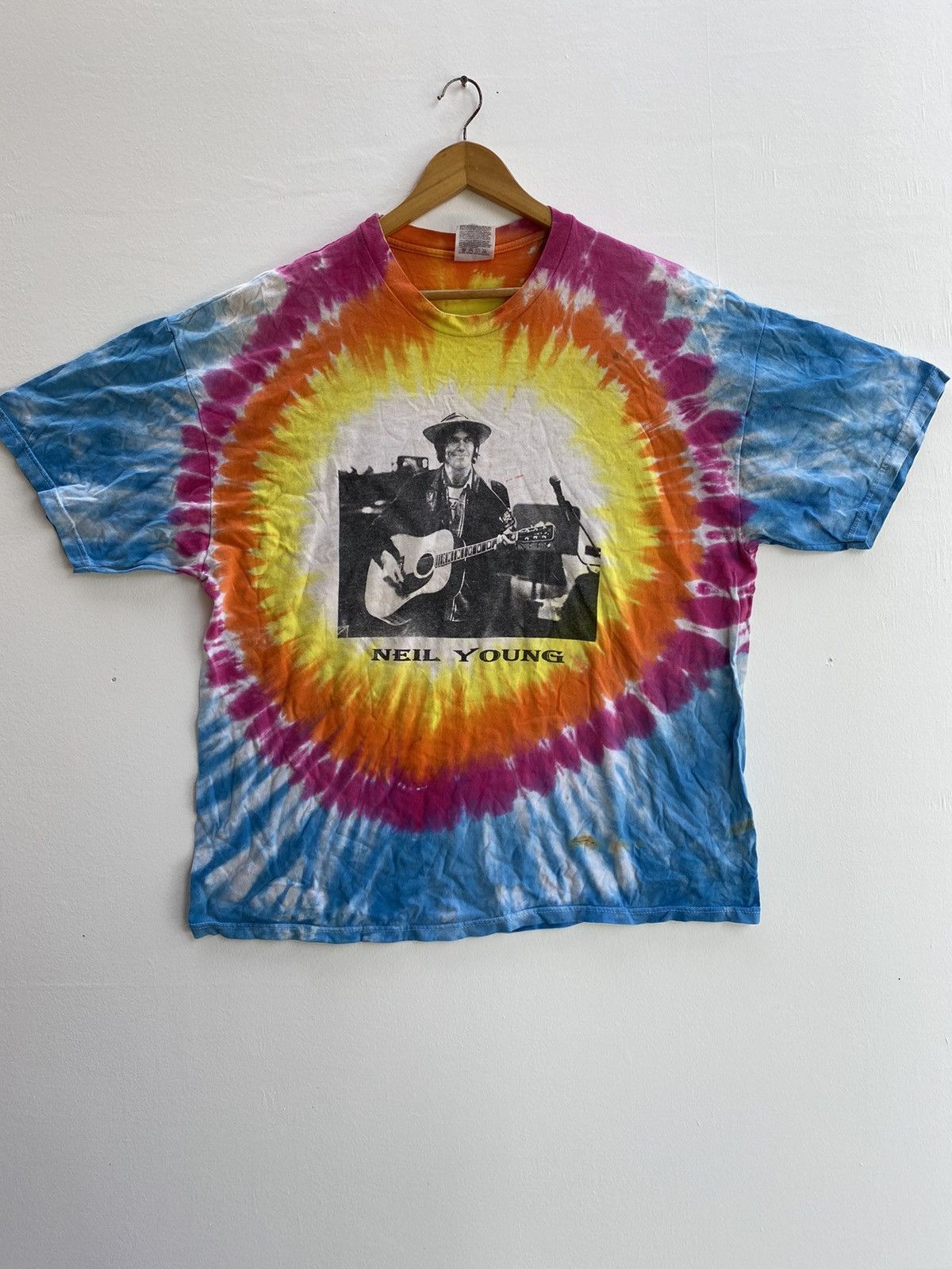 Band Tees × Nirvana × Vintage Vintage Neil Young Special Guess The Pretender Tie Dye Tee Size US XL / EU 56 / 4 - 1 Thumbnail