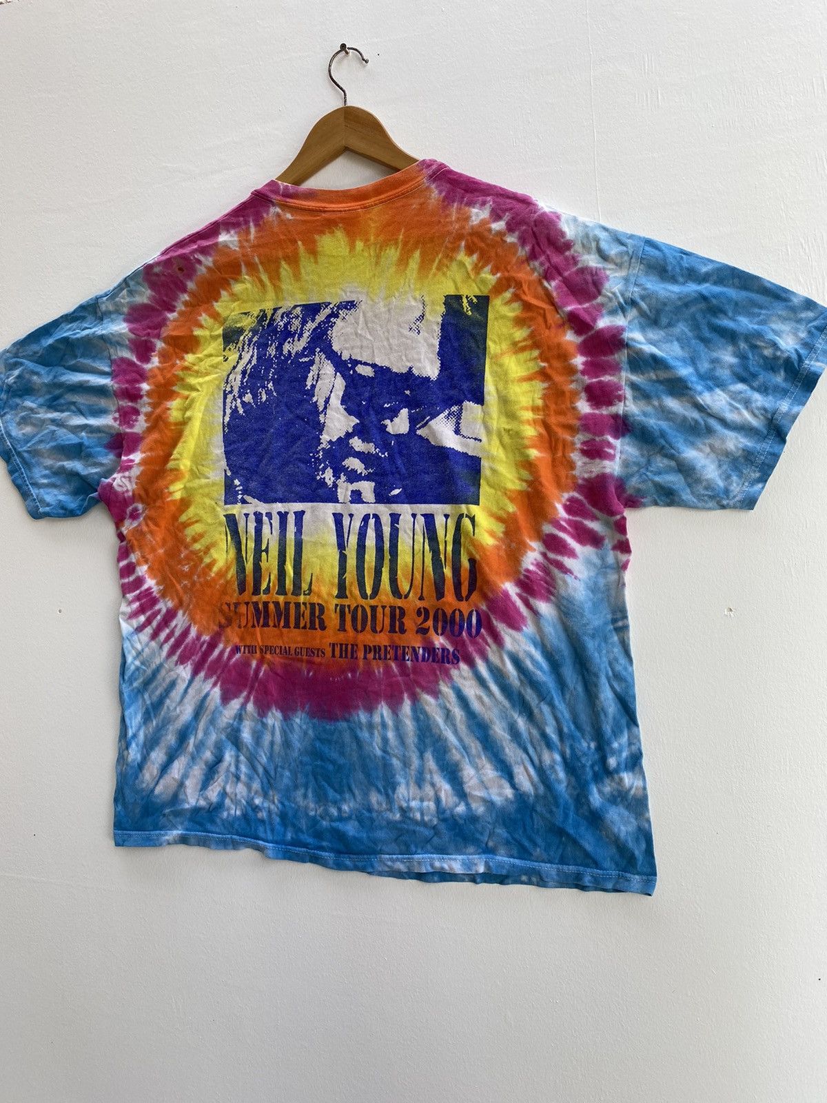 Band Tees × Nirvana × Vintage Vintage Neil Young Special Guess The Pretender Tie Dye Tee Size US XL / EU 56 / 4 - 6 Thumbnail