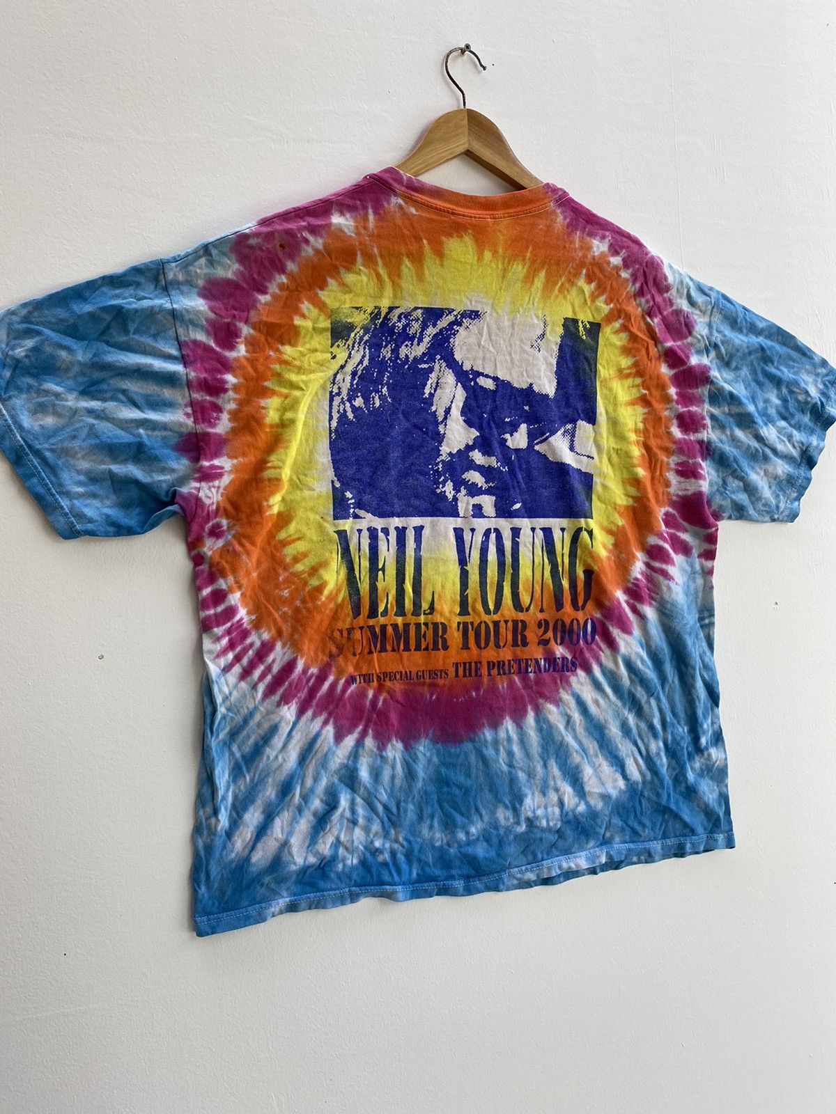Band Tees × Nirvana × Vintage Vintage Neil Young Special Guess The Pretender Tie Dye Tee Size US XL / EU 56 / 4 - 5 Thumbnail