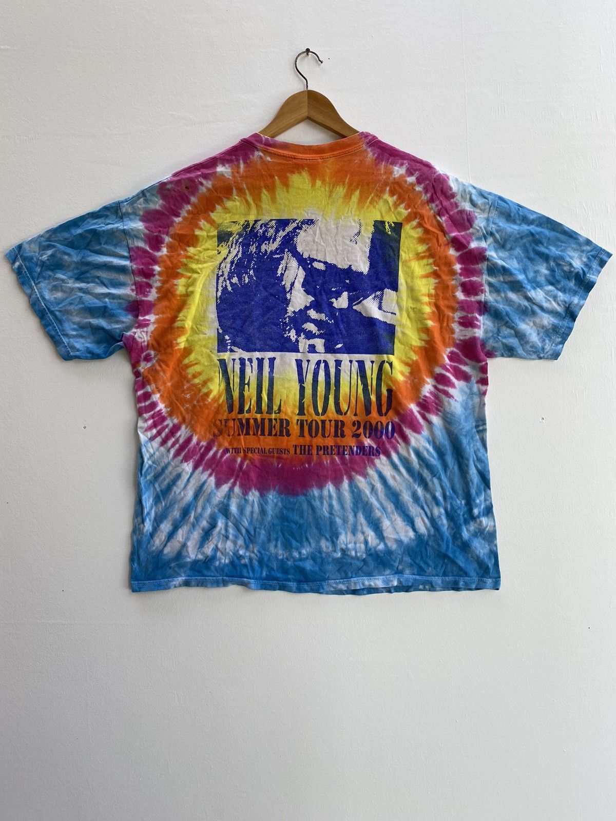 Band Tees × Nirvana × Vintage Vintage Neil Young Special Guess The Pretender Tie Dye Tee Size US XL / EU 56 / 4 - 2 Thumbnail