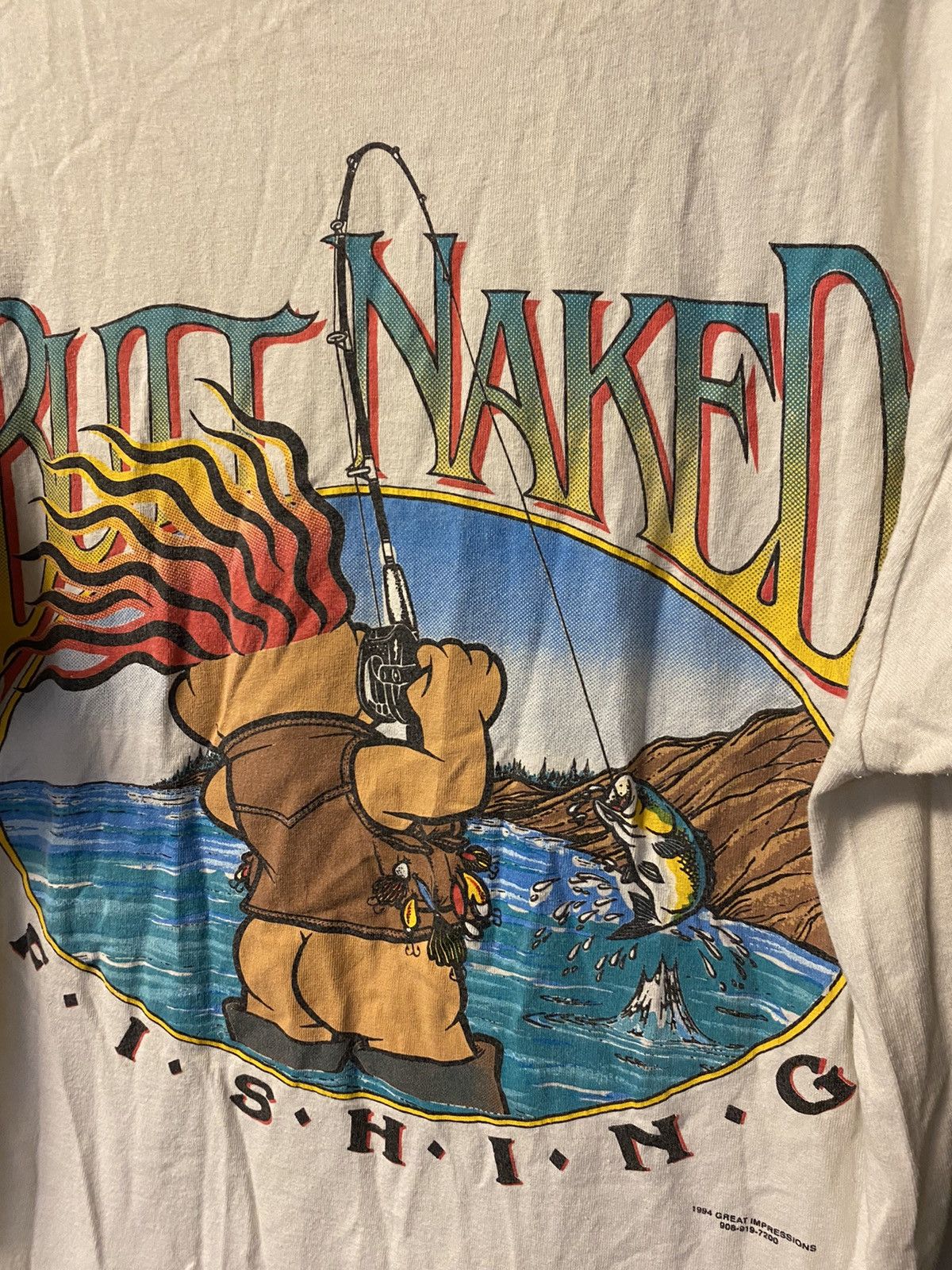 1994 Butt Named Fishing T-Shirt Funny Bass Pro Shop - Depop