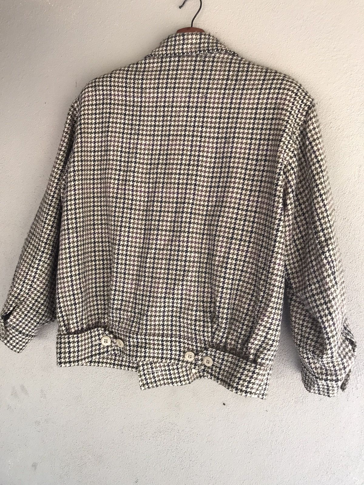 Vintage 70s burberrys white label wool checkered jacket
