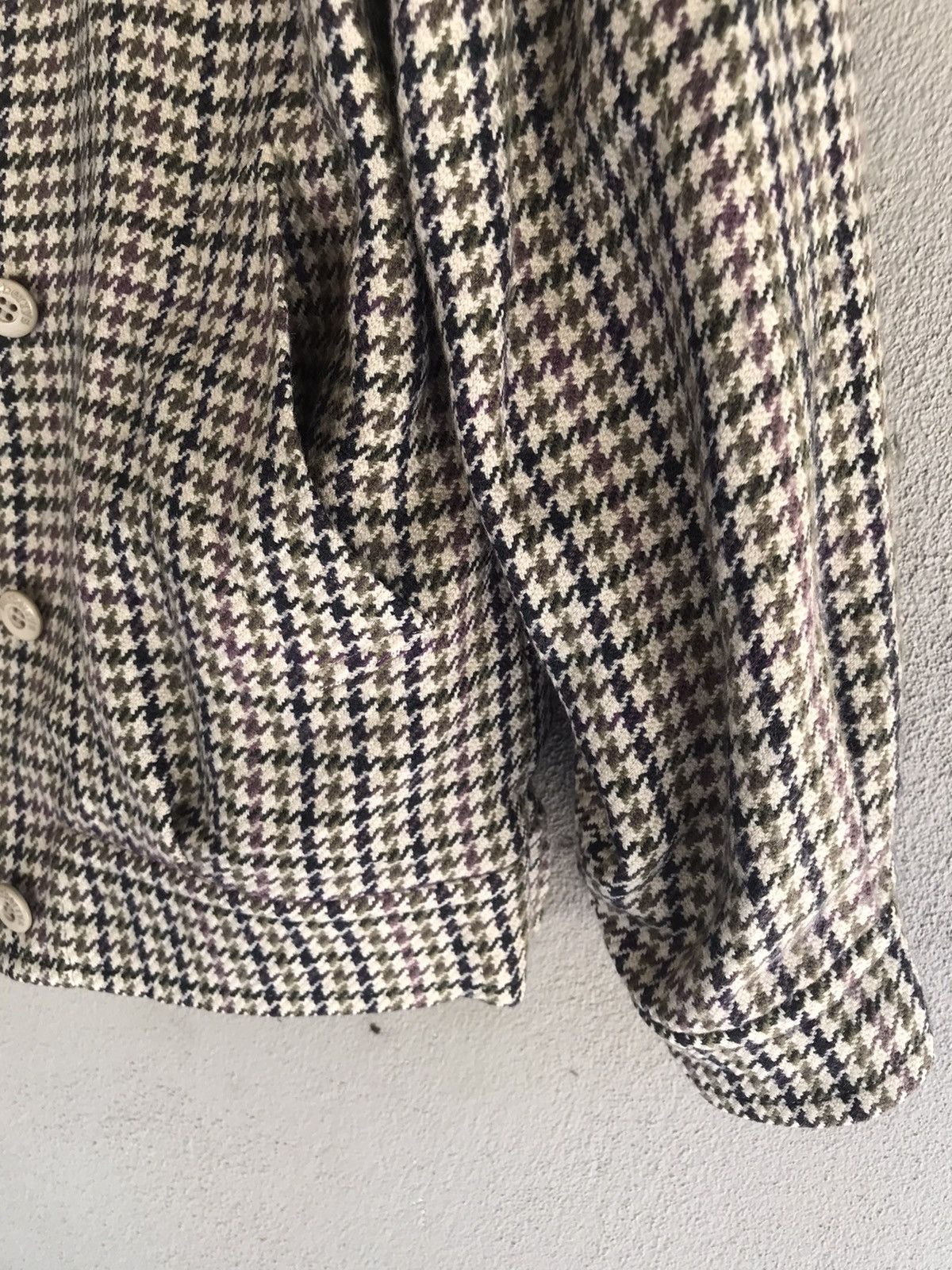 Vintage 70s burberrys white label wool checkered jacket