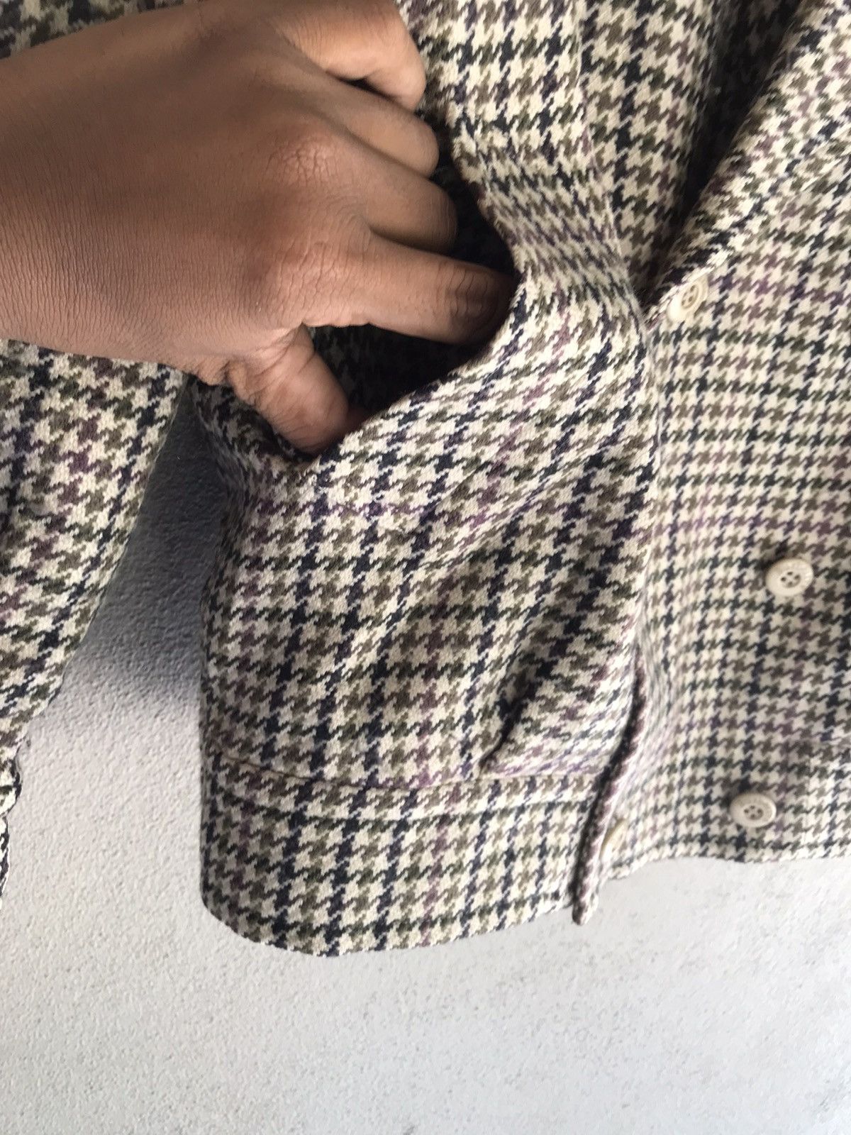 Vintage 70s burberrys white label wool checkered jacket