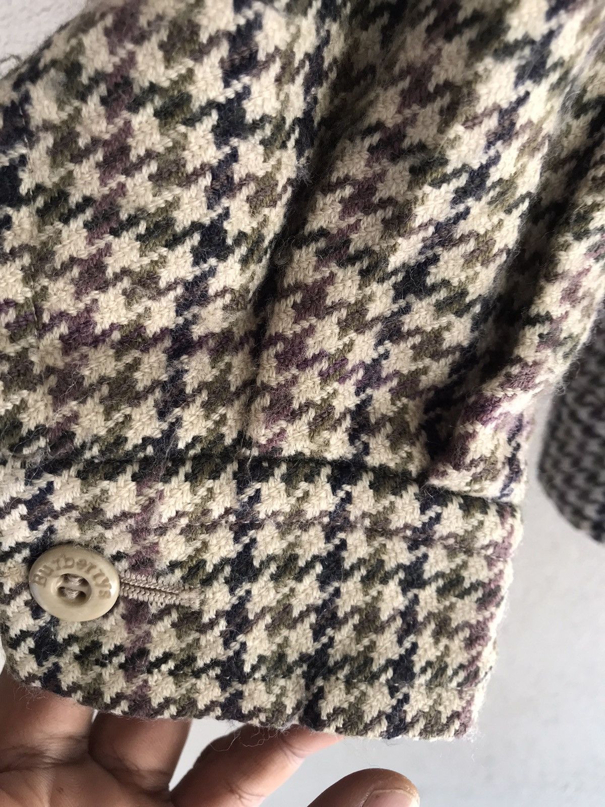 Vintage 70s burberrys white label wool checkered jacket