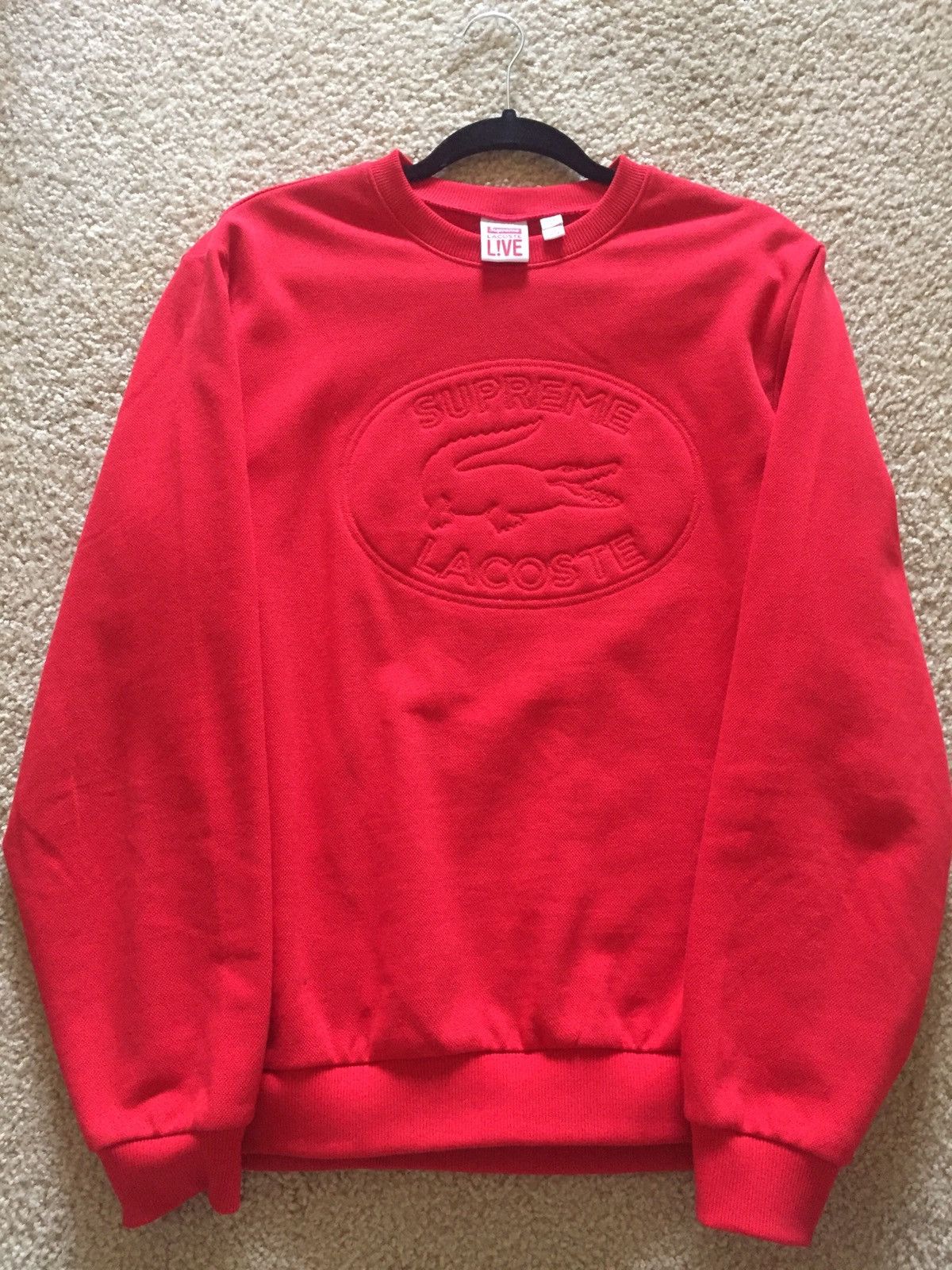 Supreme lacoste crewneck red store