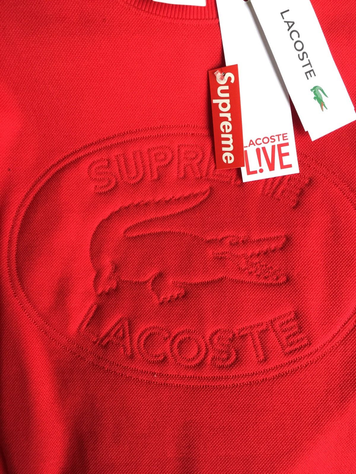 Supreme Lacoste Pique Crewneck Red L 新品 Supreme Lacoste Pique Crewneck Red L 新品（Supreme lacoste