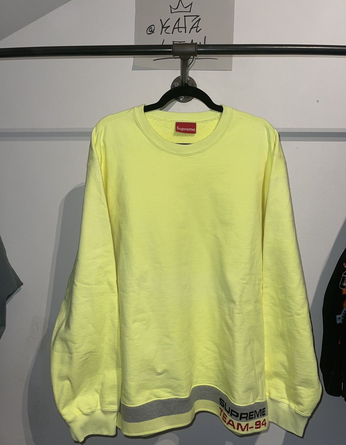 Supreme crew neck sweatshirt neon yellow Tops