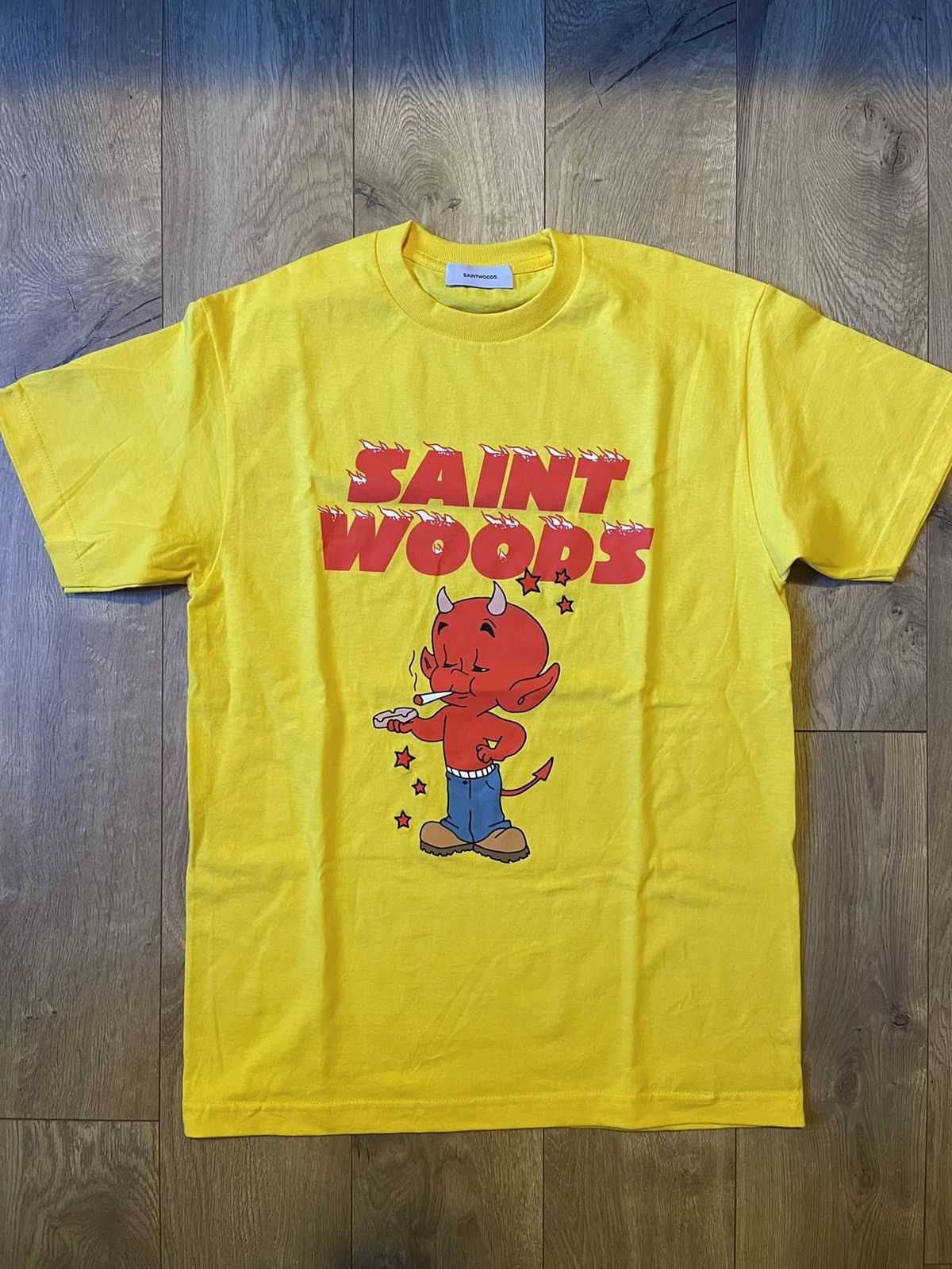 image of Saintwoods Little Devils Tee in Yellow, Men's (Size Medium)