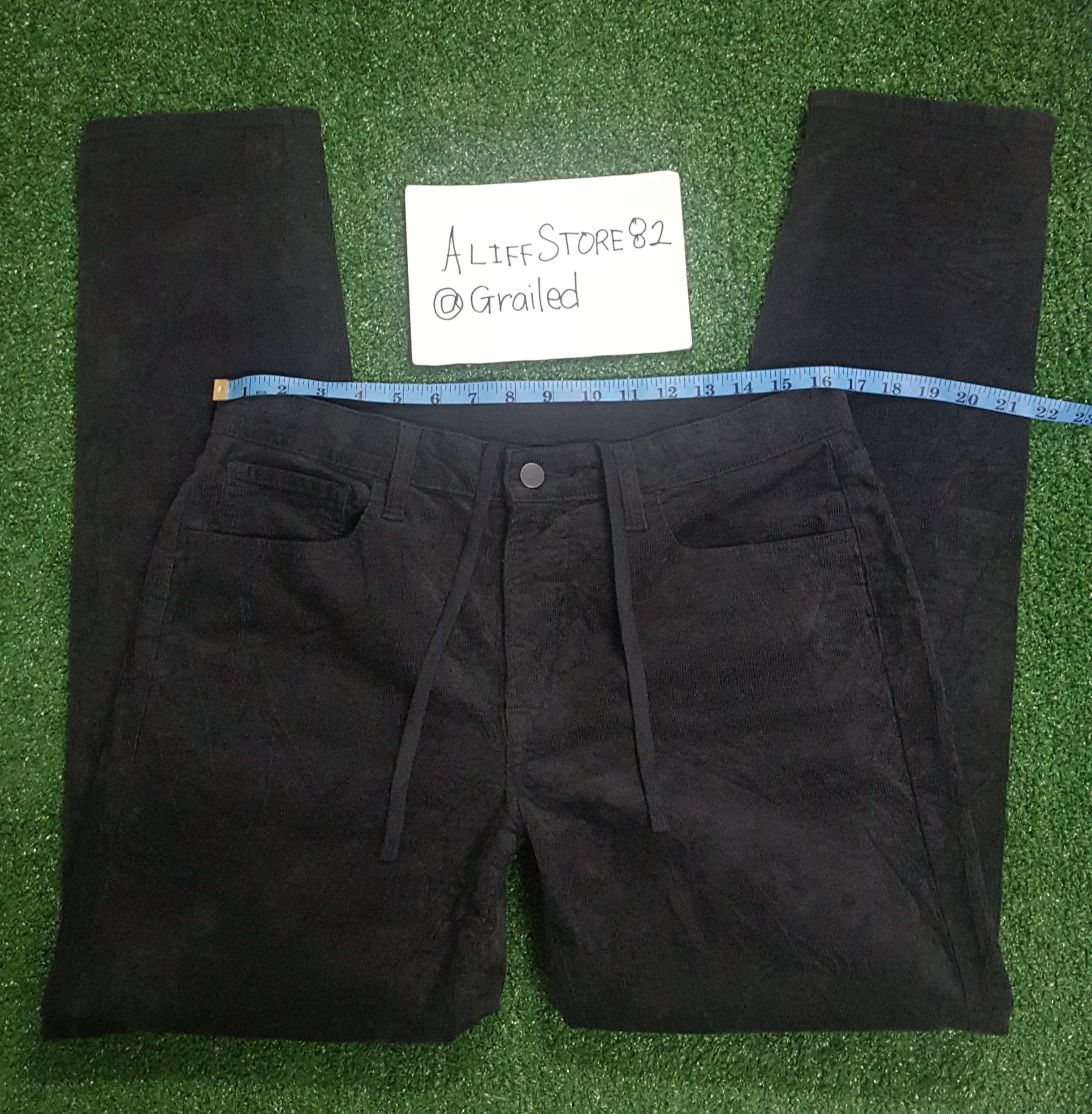 Uniqlo Black Grey Corduroy Skinny Fit Tapered Pants Size US 33 - 3 Thumbnail