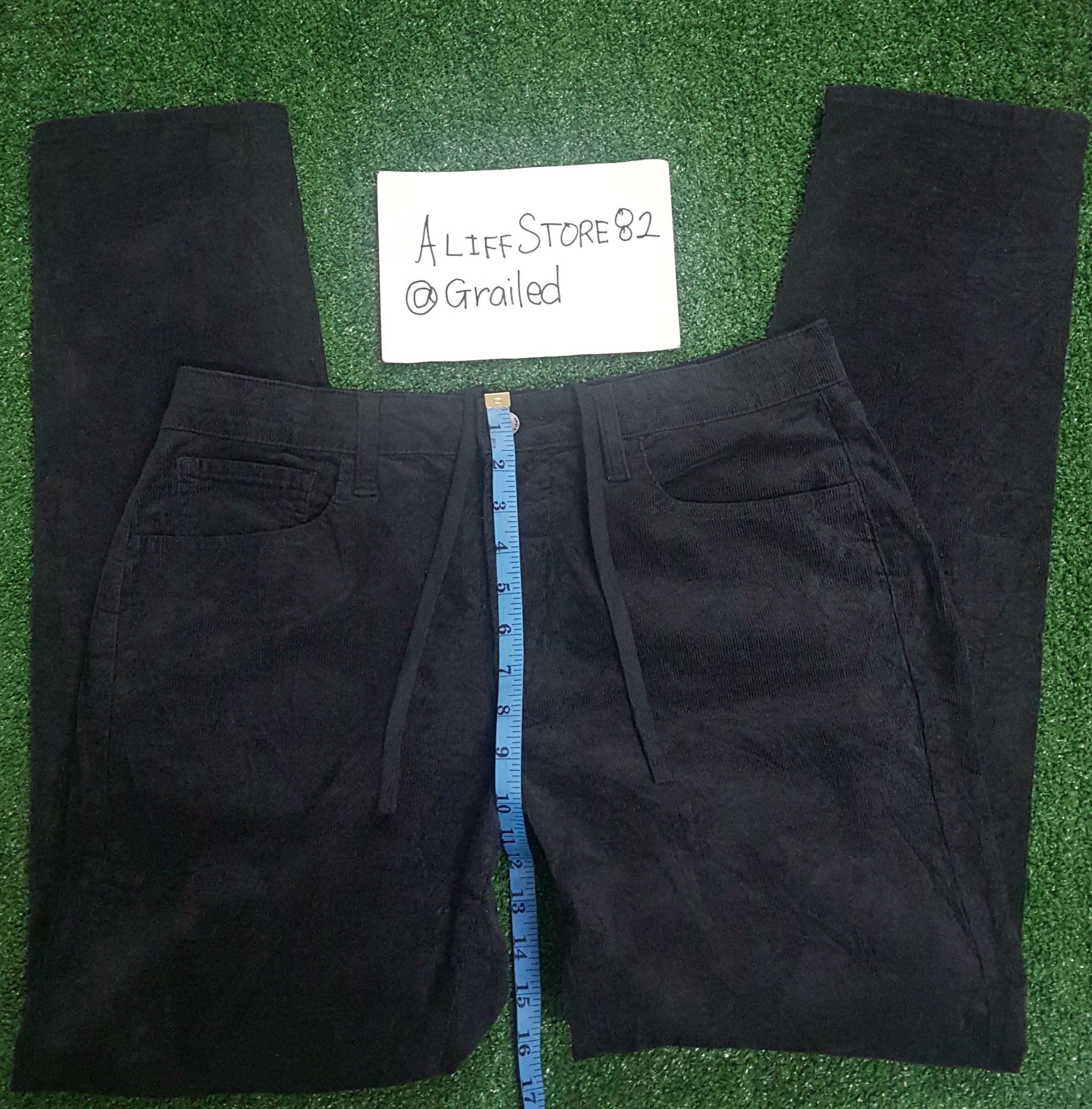 Uniqlo Black Grey Corduroy Skinny Fit Tapered Pants Size US 33 - 4 Thumbnail