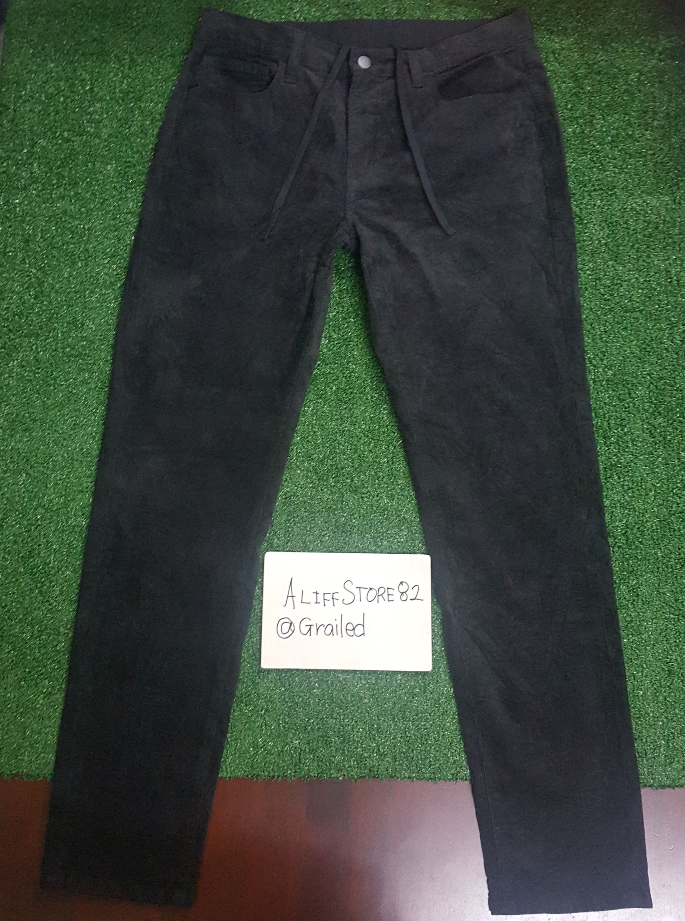 Uniqlo Black Grey Corduroy Skinny Fit Tapered Pants Size US 33 - 1 Thumbnail