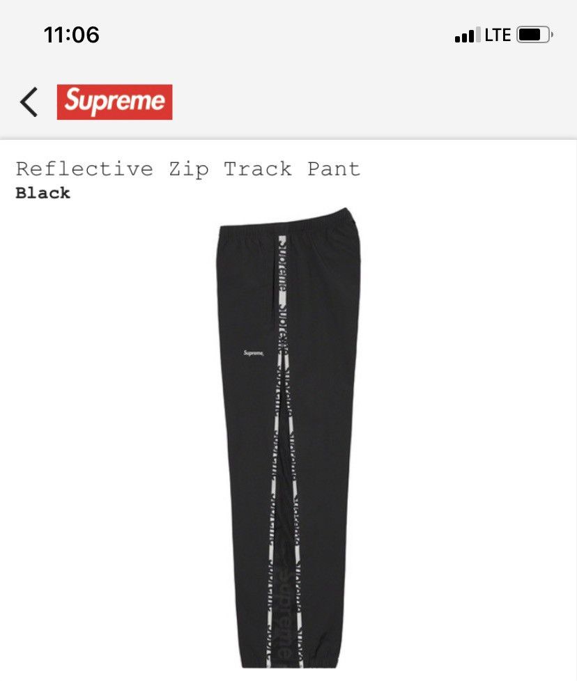 Supreme Supreme Reflective Zip Track Pants (M) | Grailed