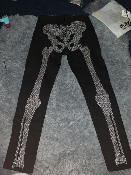 Vintage Klan life skeleton rhinestone denim jeans Grailed