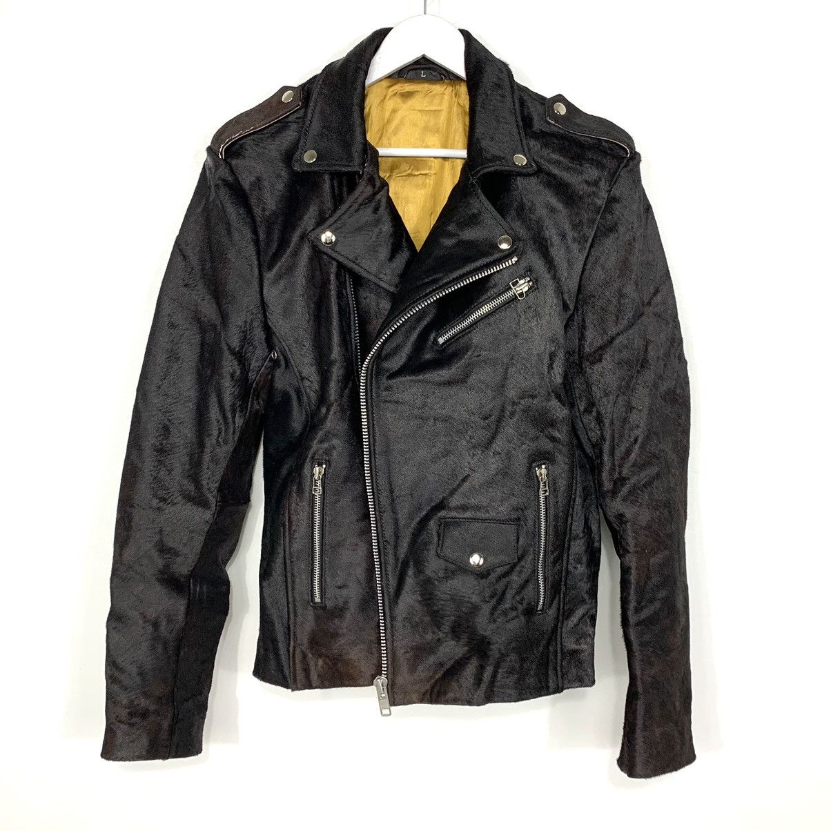 Leather Jacket Luxury Calf Pony Hair Black Leather Perfecto Biker ...