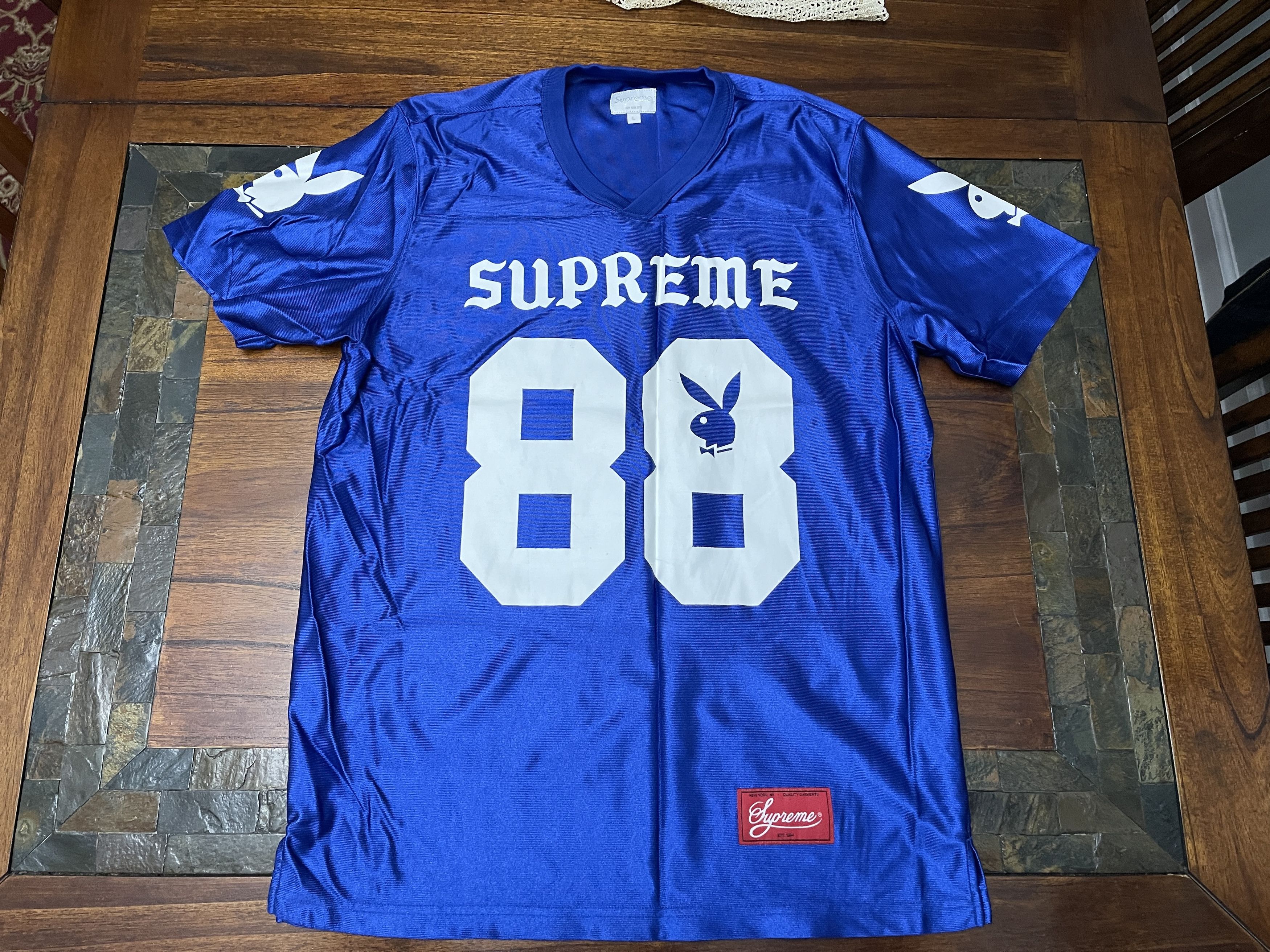 Playboy × Supreme Supreme x Playboy Football Jersey Royal Blue 