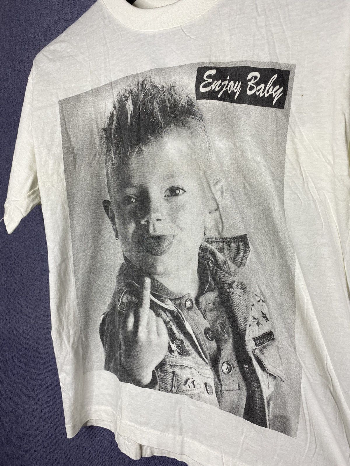 Band Tees × Vintage Enjoy baby Child Punk Fuck vintage single stitch t shirt Size US L / EU 52-54 / 3 - 2 Thumbnail