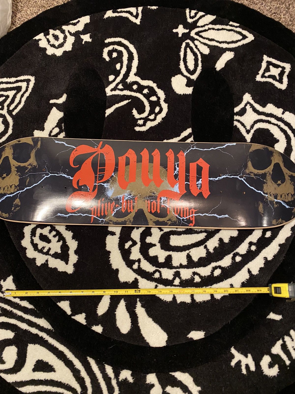 Hype Pouya Skate Deck Alive but not Living Skull Lightning Deck | Grailed