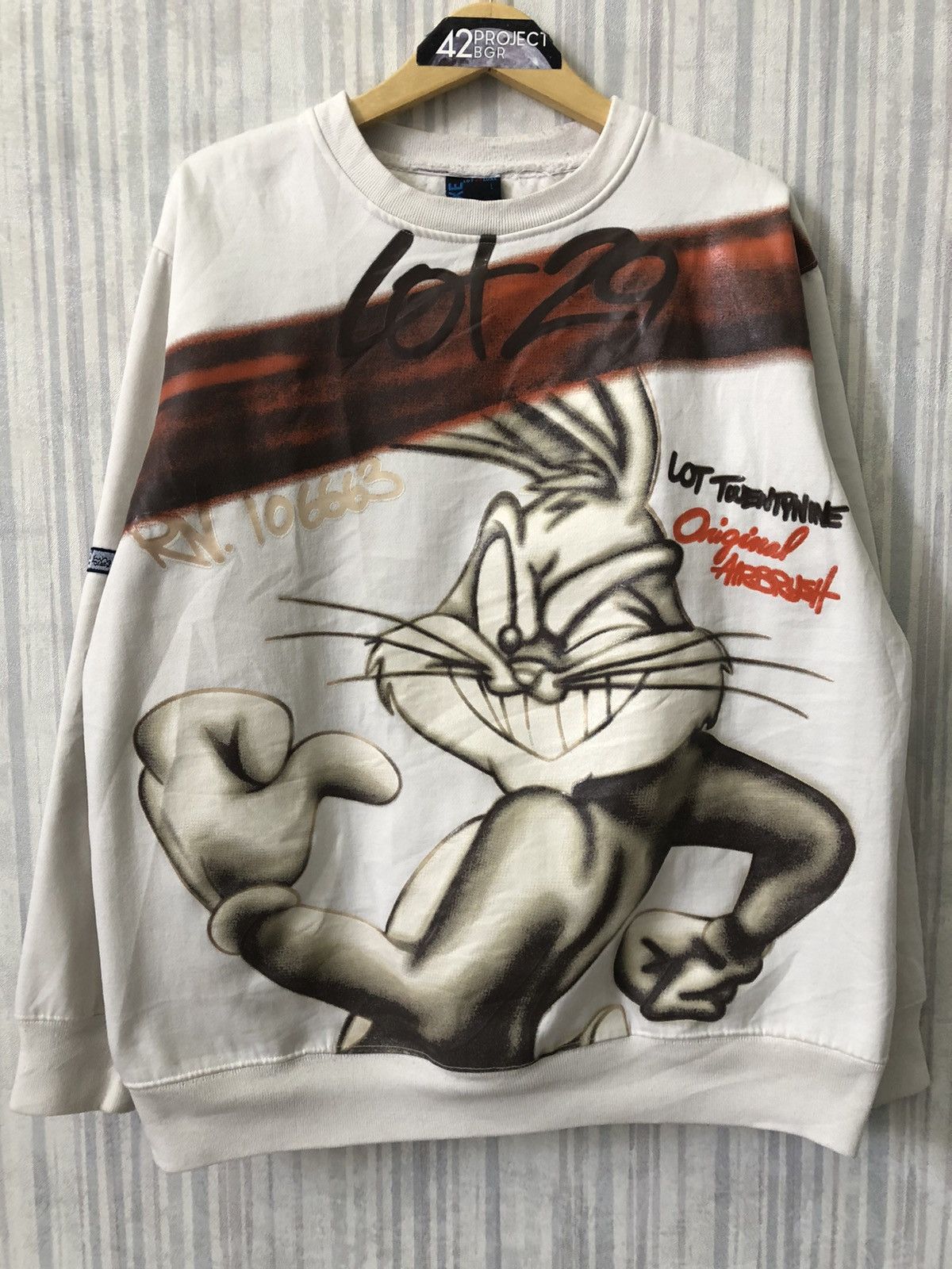 Vintage Lot 29 Looney Tunes Jacket Mens XL Full Zip Sweater Bug Bunny