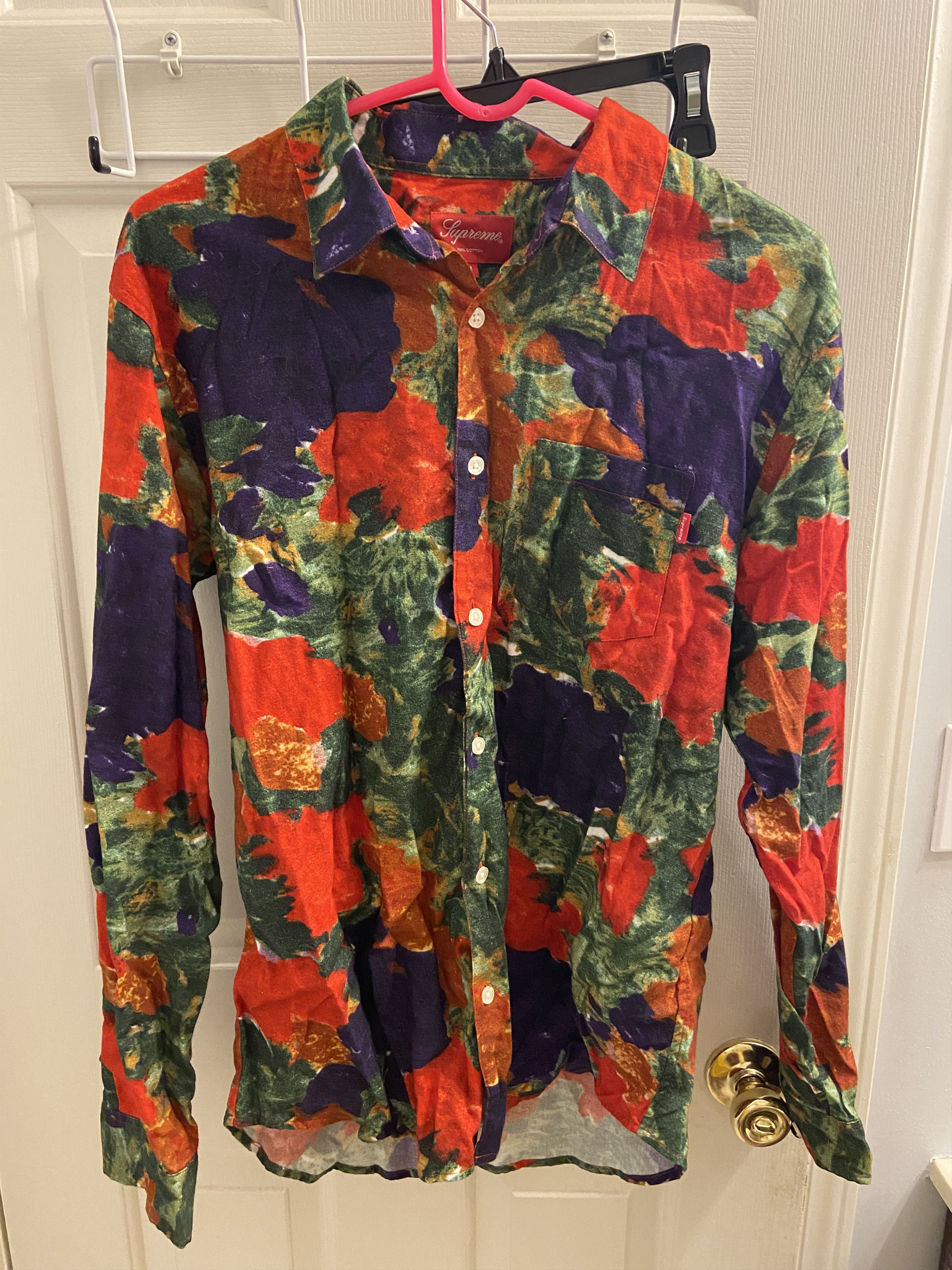 SUPREME BRUSHED FLORAL BUTTON UP SHIRT MEDIUM
